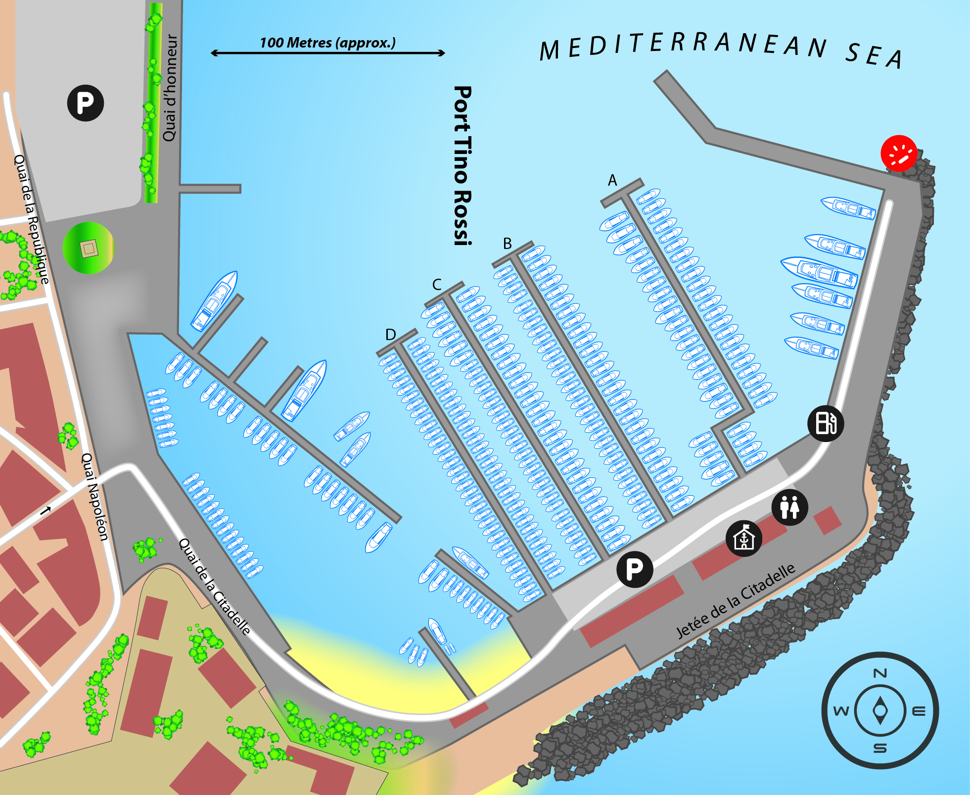 Marina map of Port Tino Rossi in France