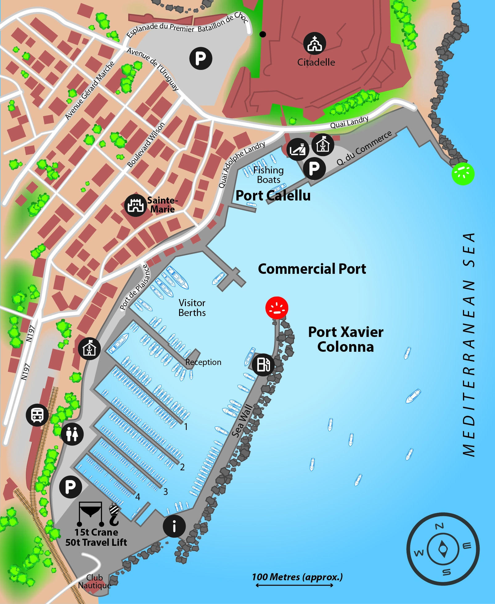 Marina map of Port Xavier Colonna in France