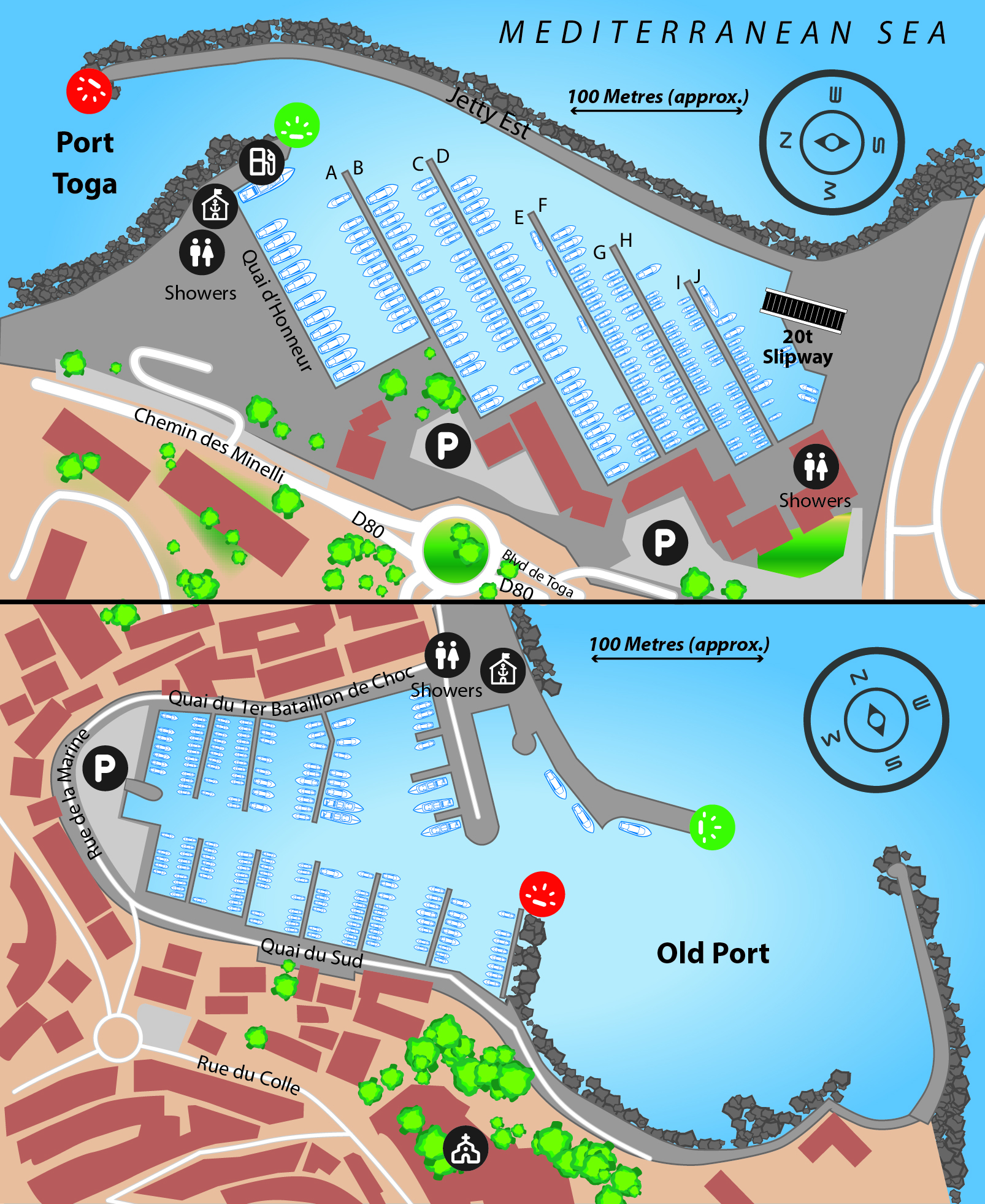 Marina map of Port Toga in France