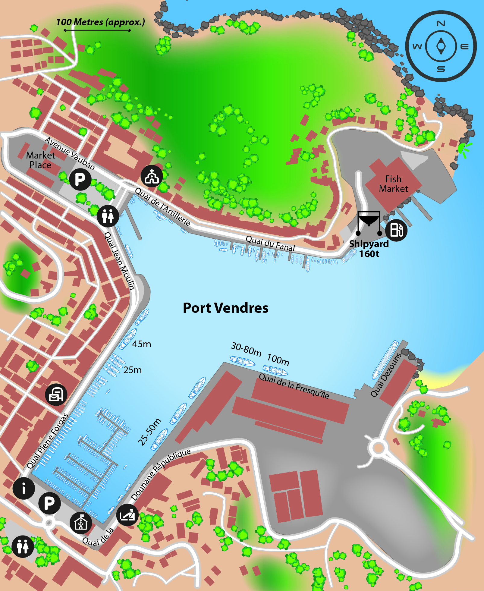 Marina map of Port Vendres in France