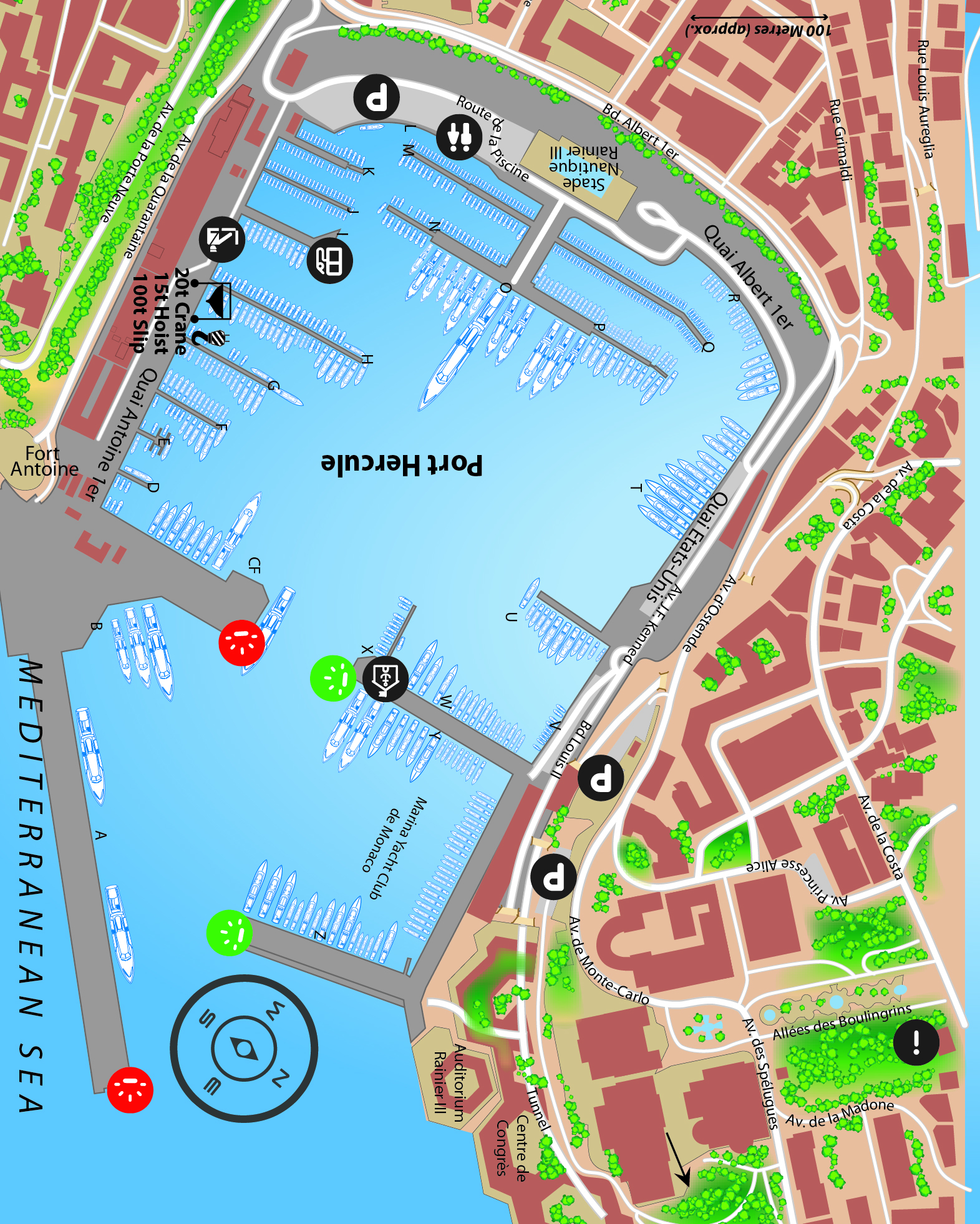 Marina map of Port Hercule in Monaco