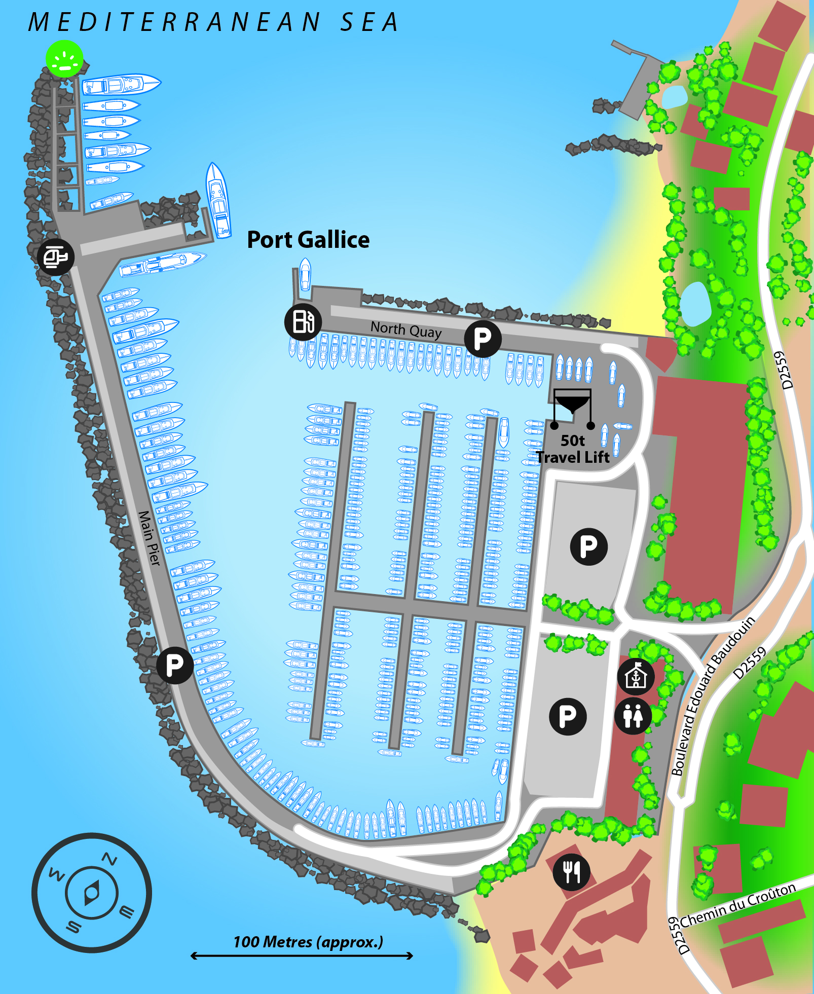 Marina map of Port Gallice in France