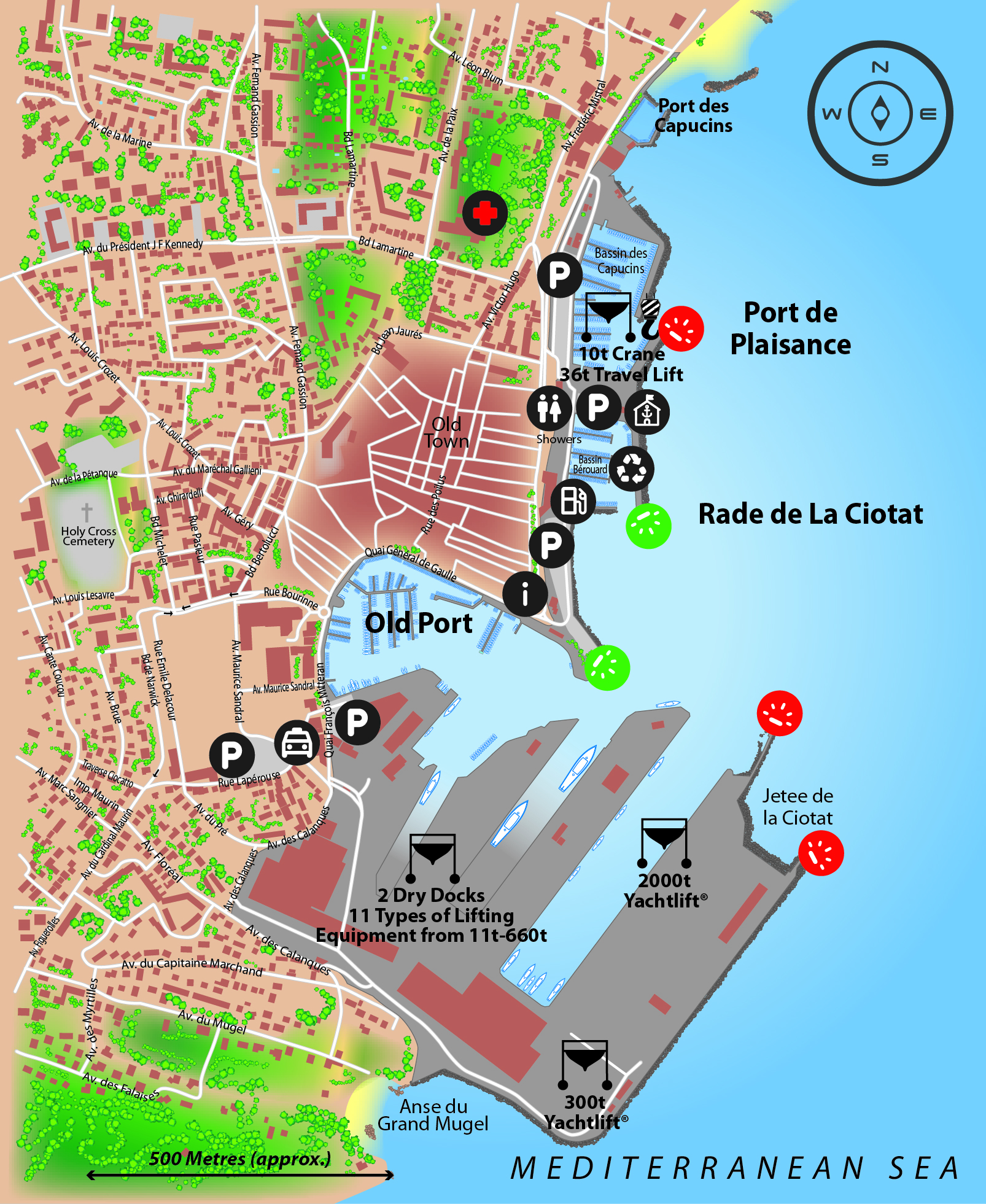Marina map of Old Port - La Ciotat in France