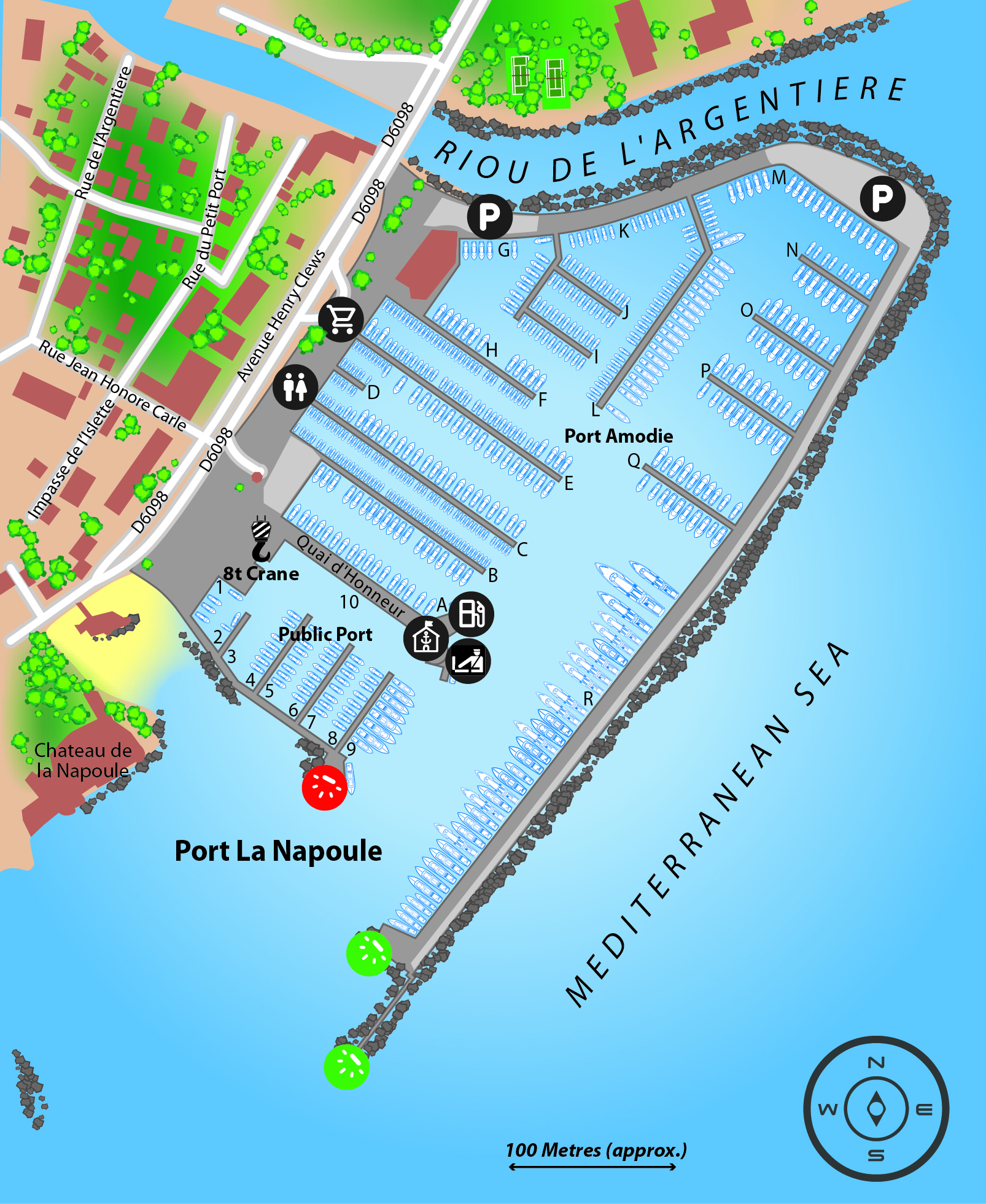 Marina map of Port La Napoule in France