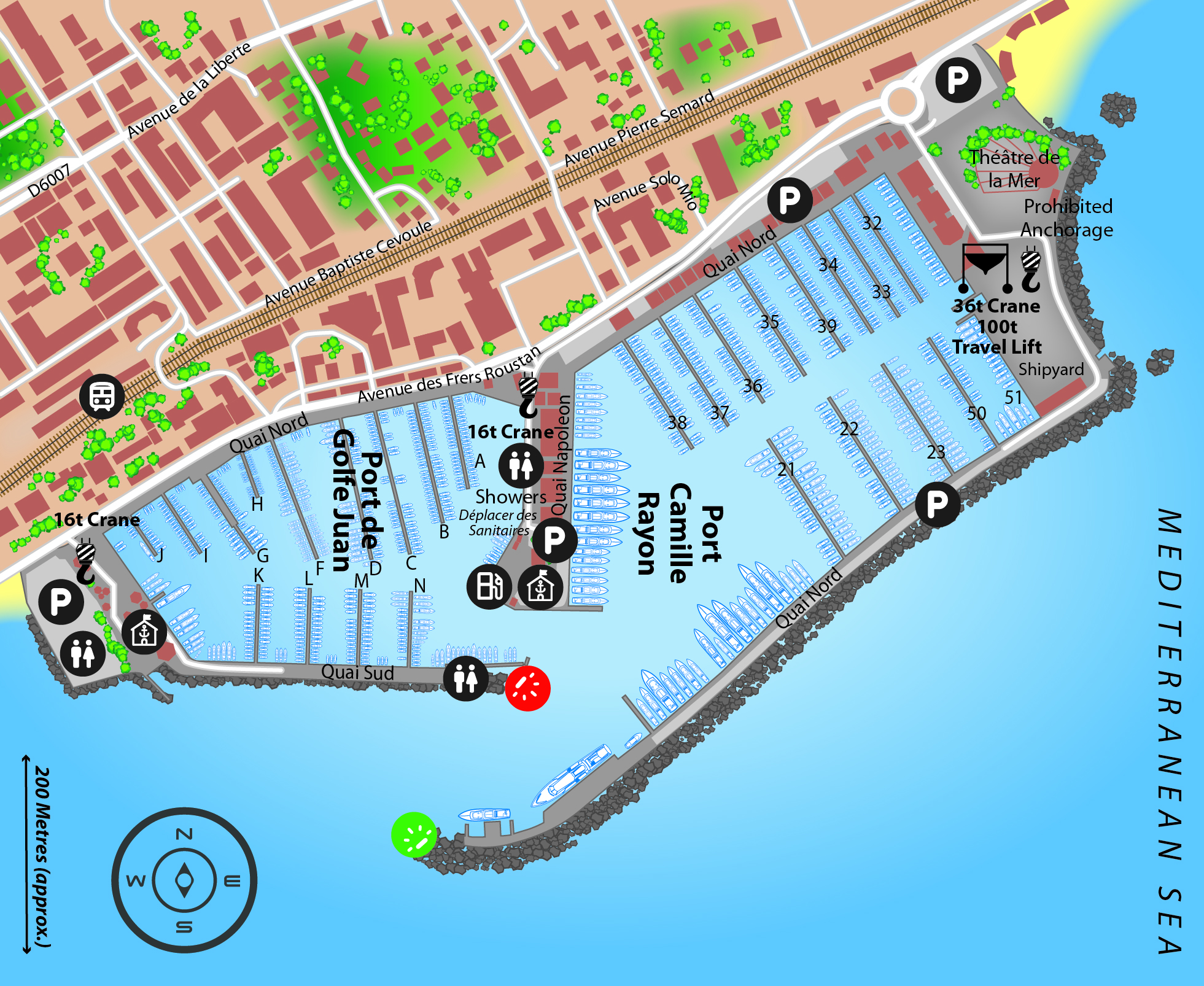 Marina map of D-Marin Port de Golfe Juan & Port Camille Rayon in France