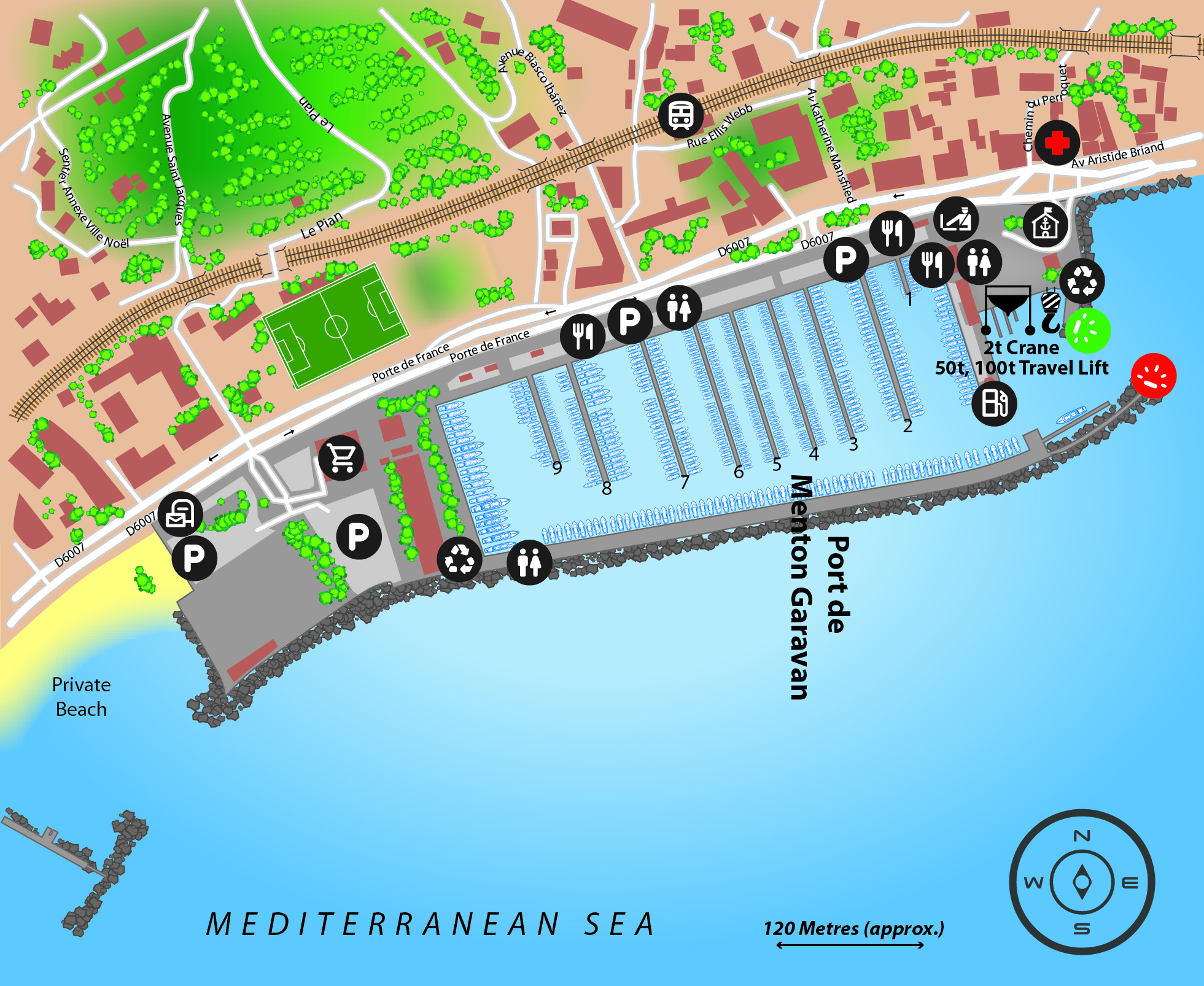 Marina map of Port de Menton Garavan in France