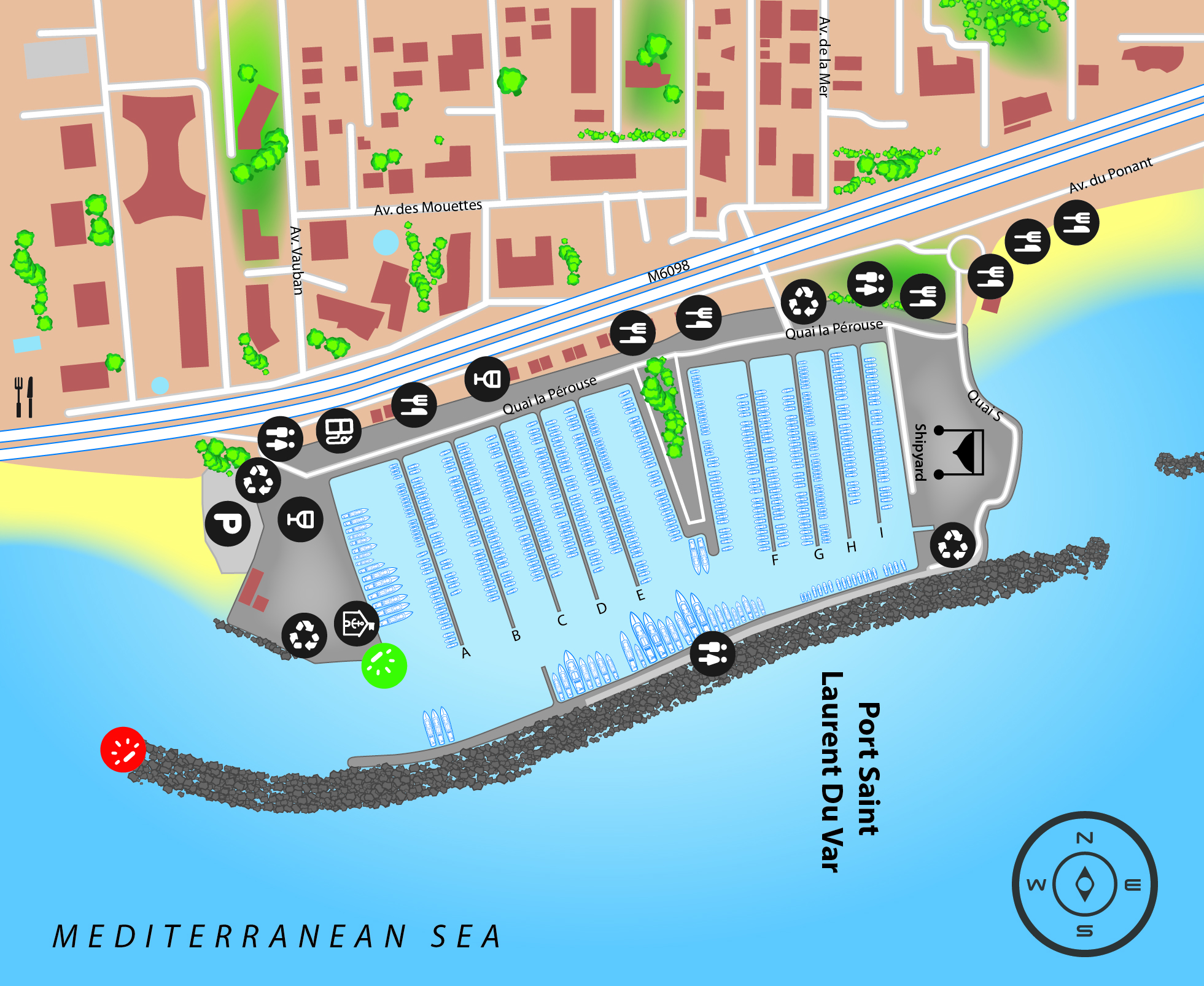 Marina map of Port Saint Laurent du Var in France