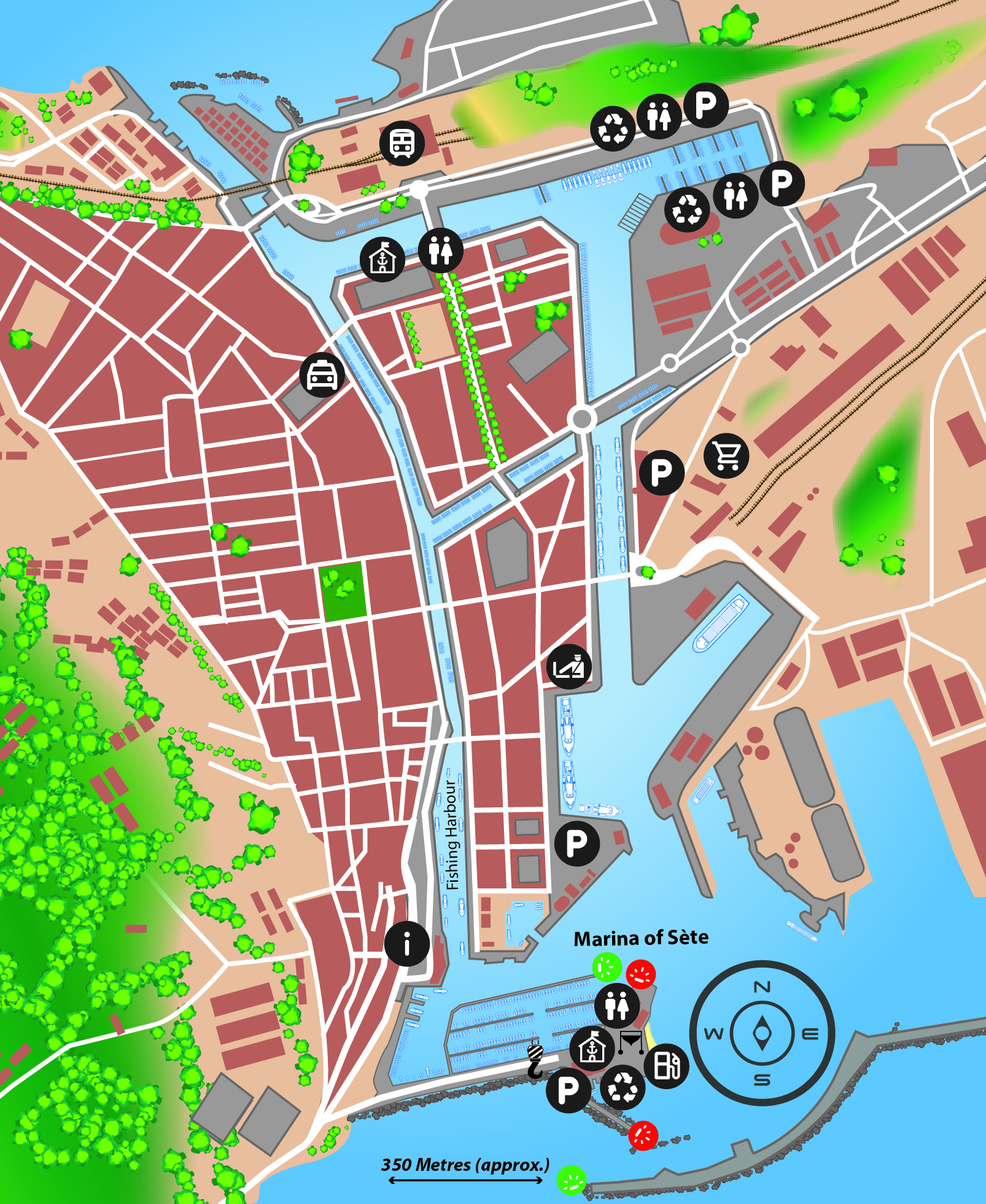 Marina map of Port de Plaisance de Sète in France