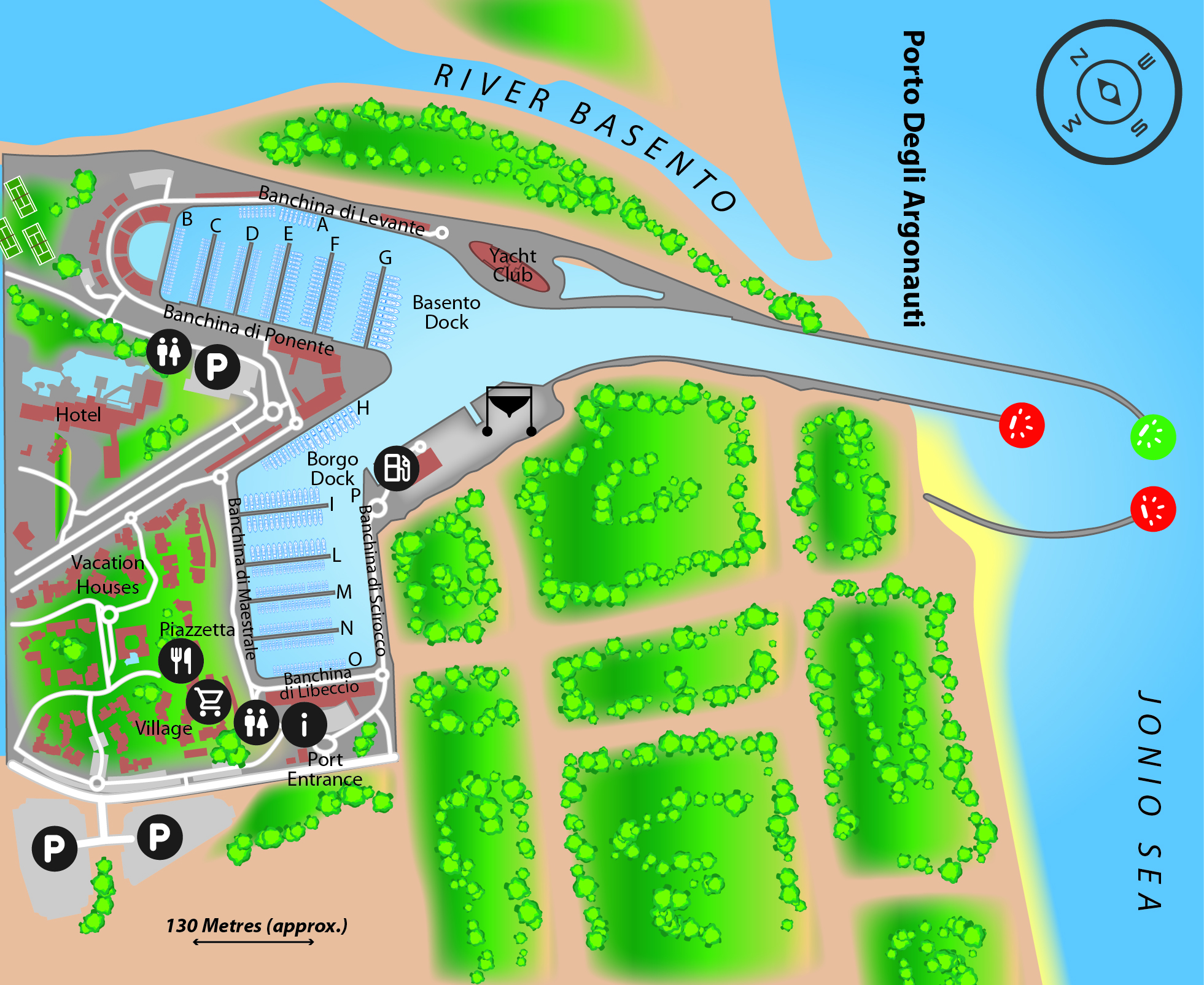 Marina map of Porto degli Argonauti in Italy
