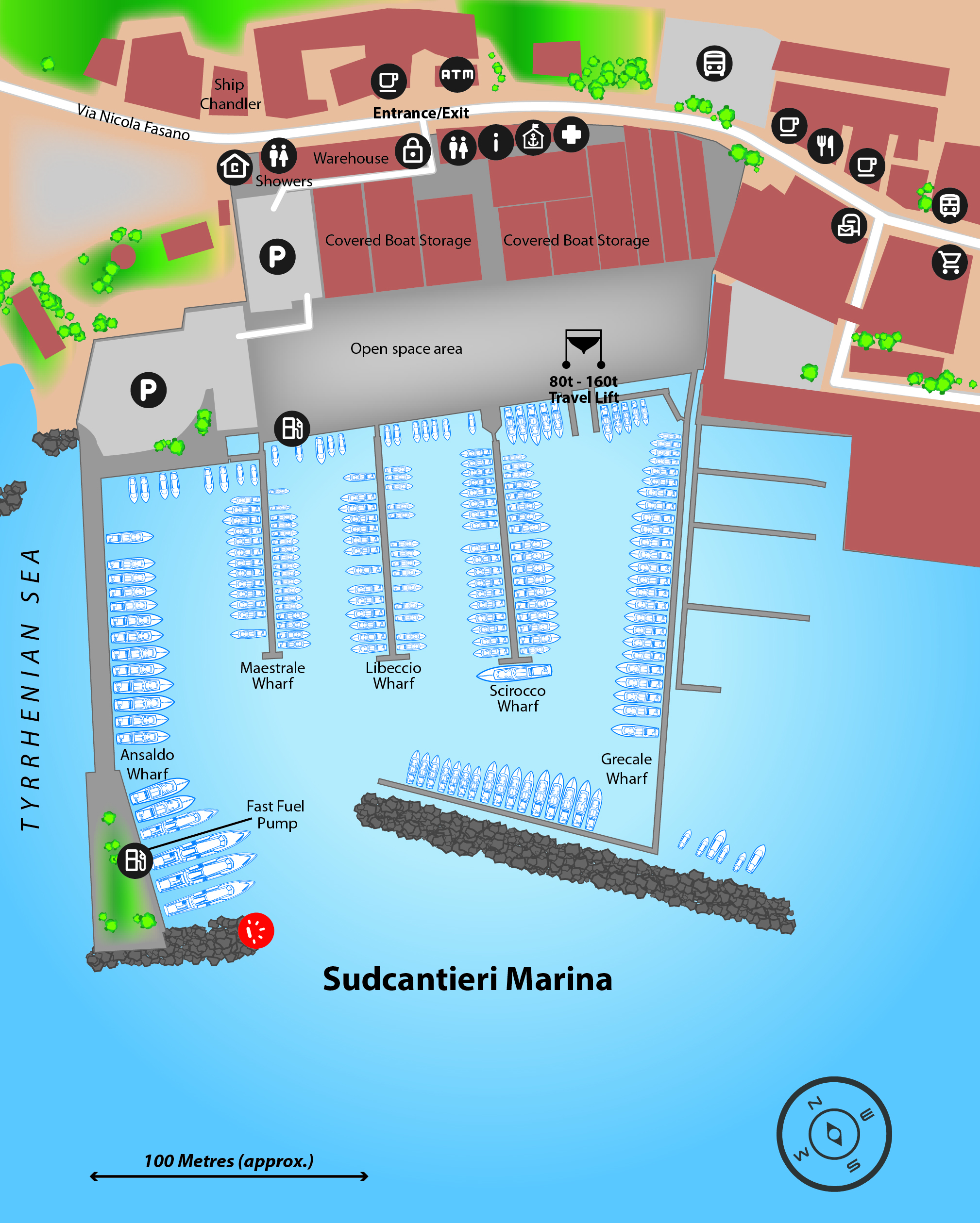 Marina map of Sudcantieri Marina in Italy