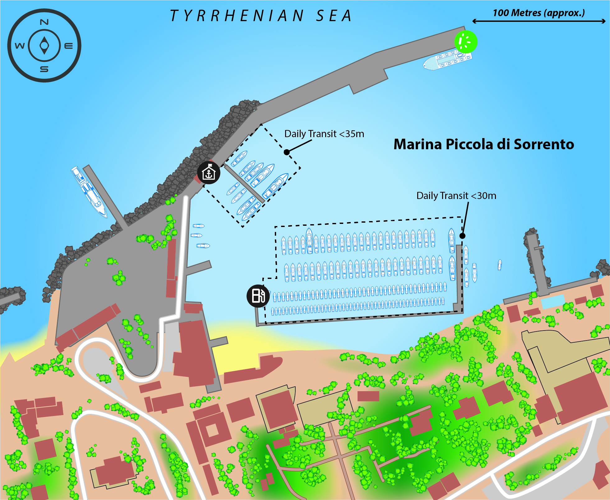 Marina map of Porto Turistico di Sorrento - Consorzio Marina Piccola in Italy