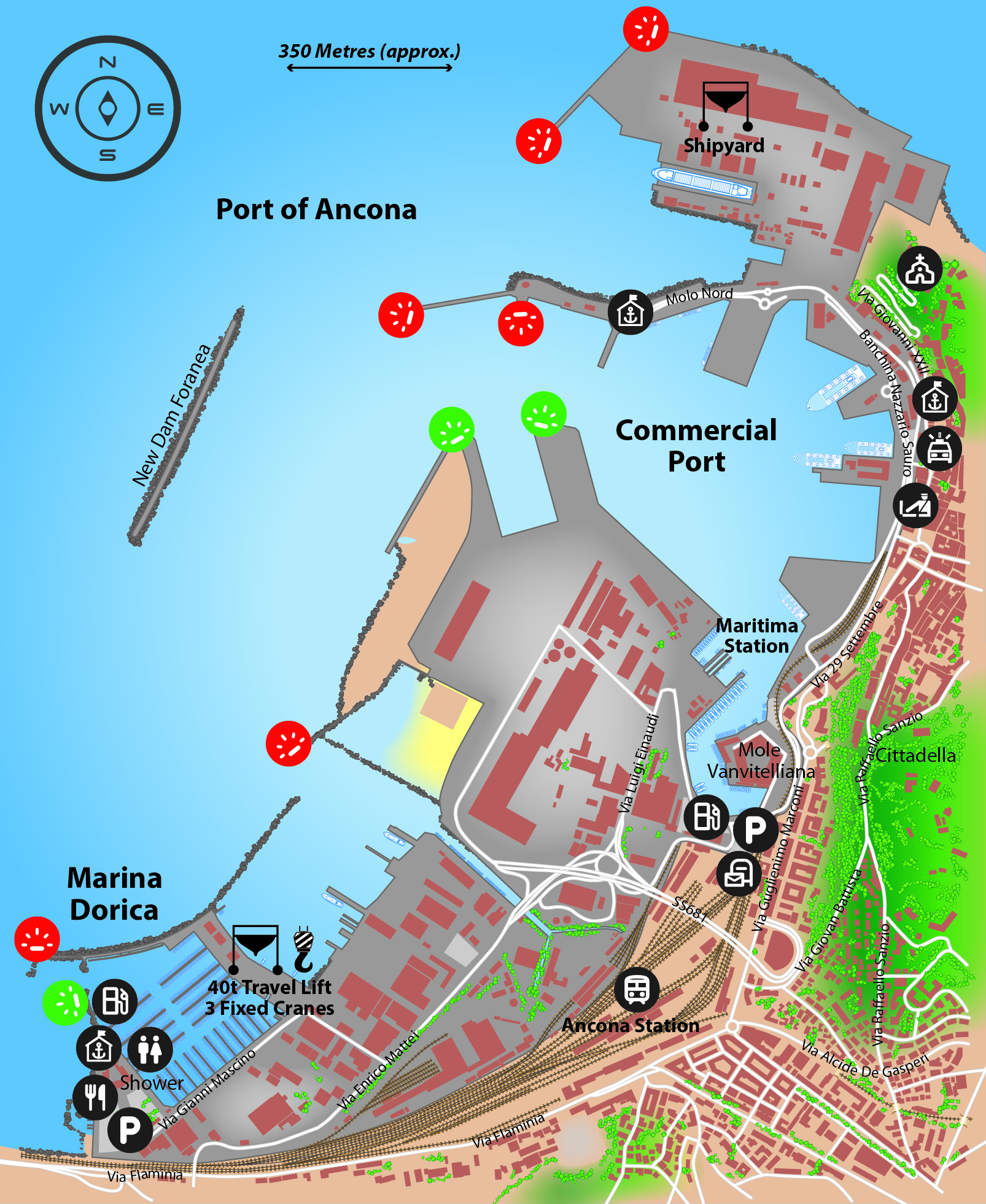 Marina map of Marina Dorica in Italy