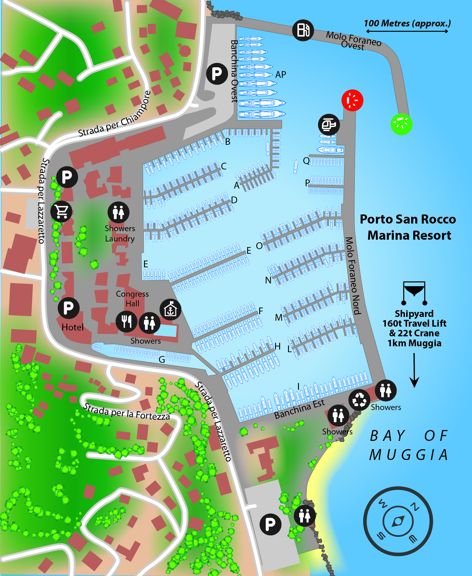 Marina map of Porto San Rocco in Italy