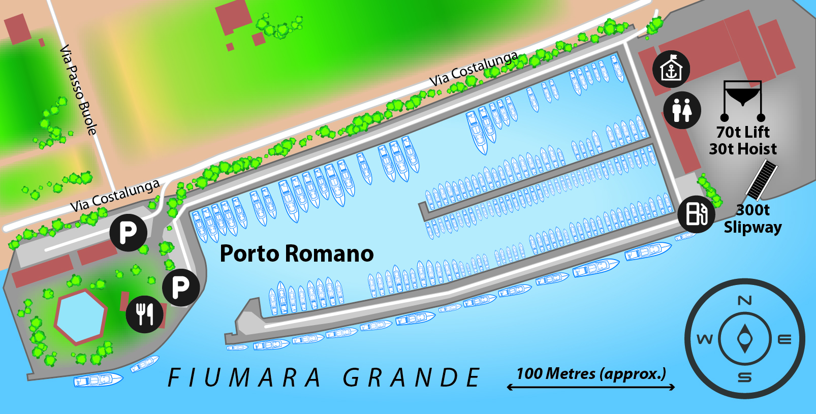 Marina map of Porto Romano in Italy