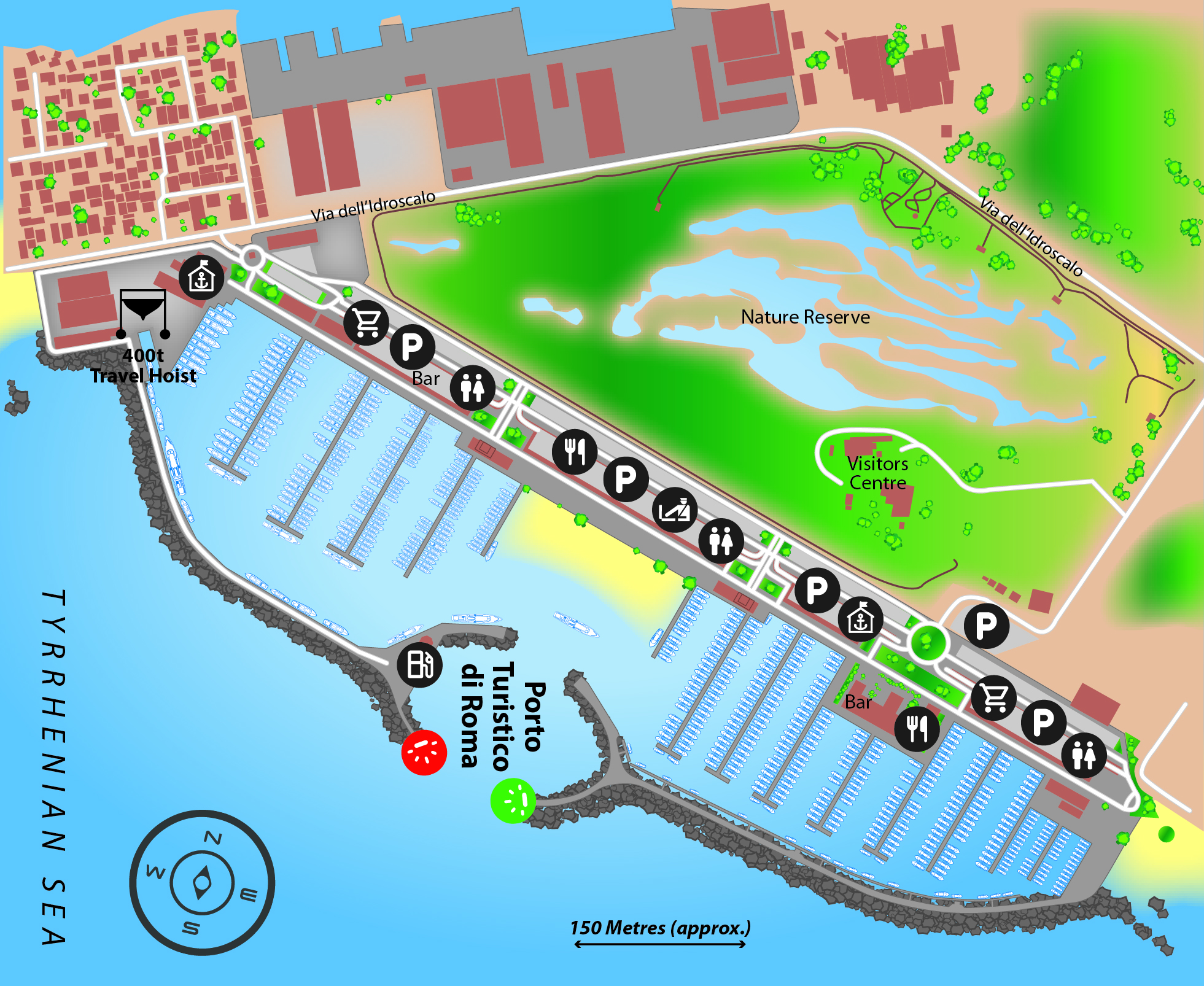 Marina map of Porto Turistico di Roma in Italy
