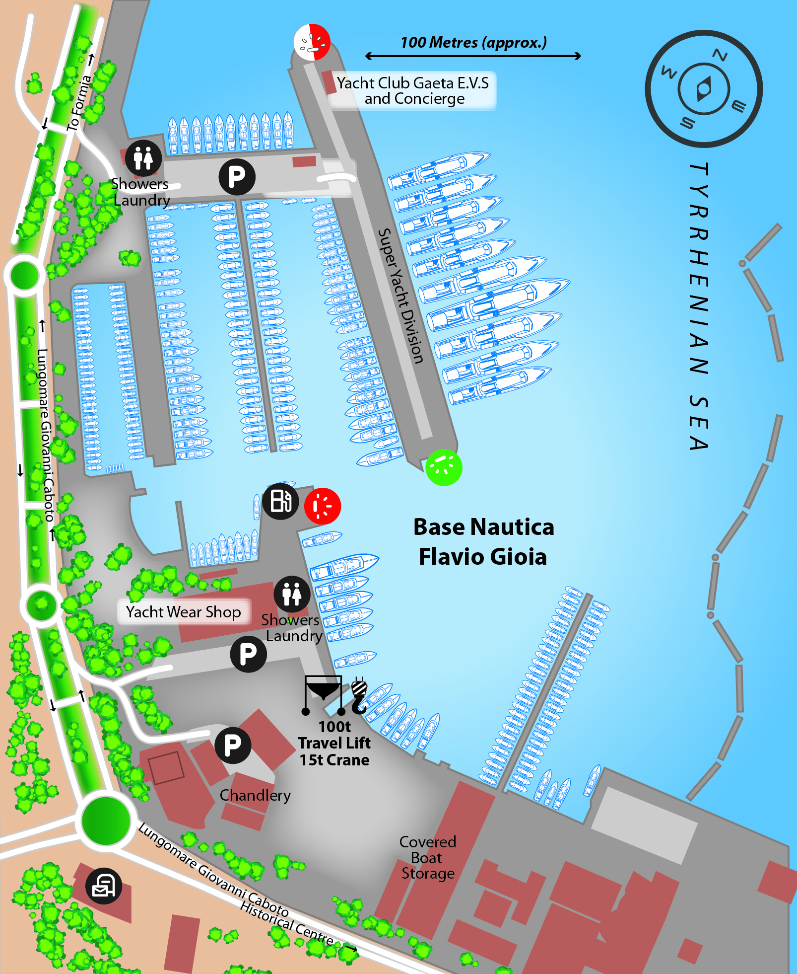 Marina map of Base Nautica Flavio Gioia in Italy