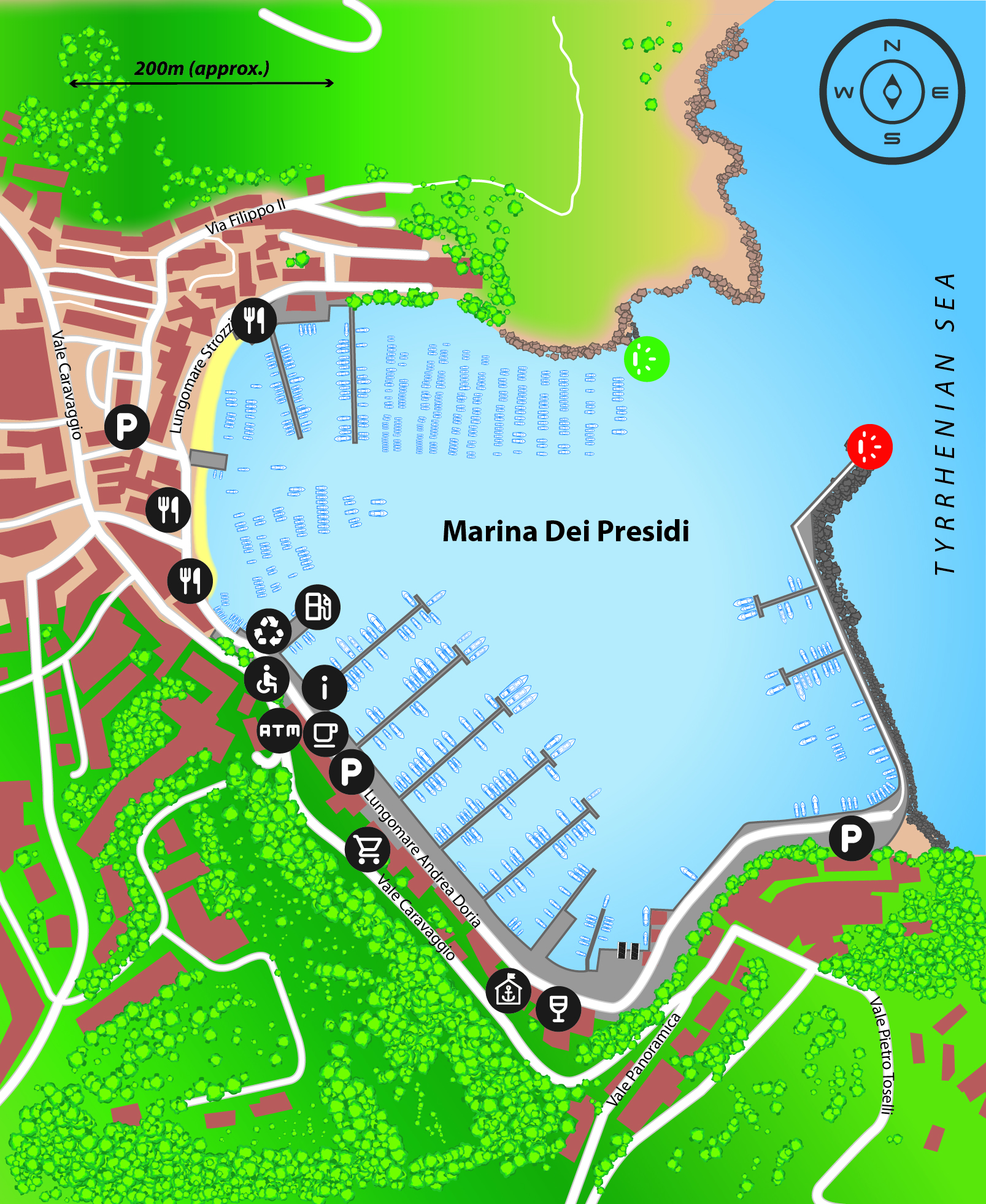 Marina map of Marina dei Presidi in Italy