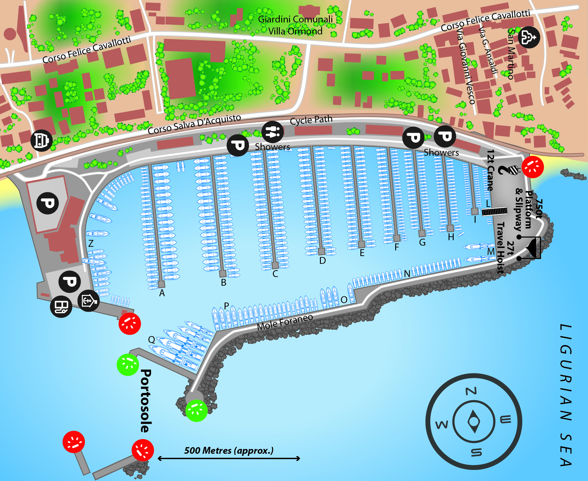 Marina map of Portosole in Italy