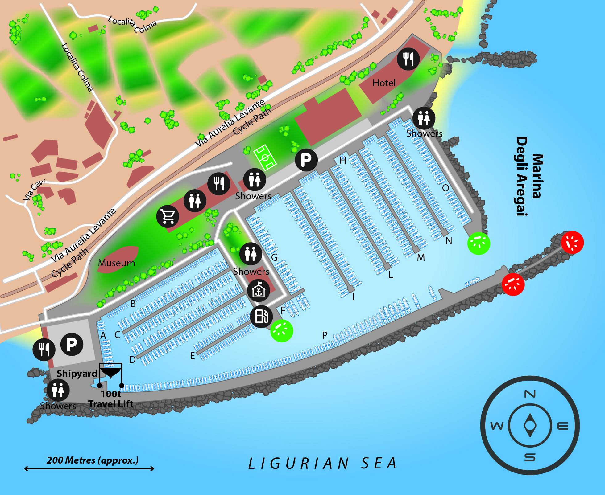 Marina map of D-Marin Marina Degli Aregai in Italy