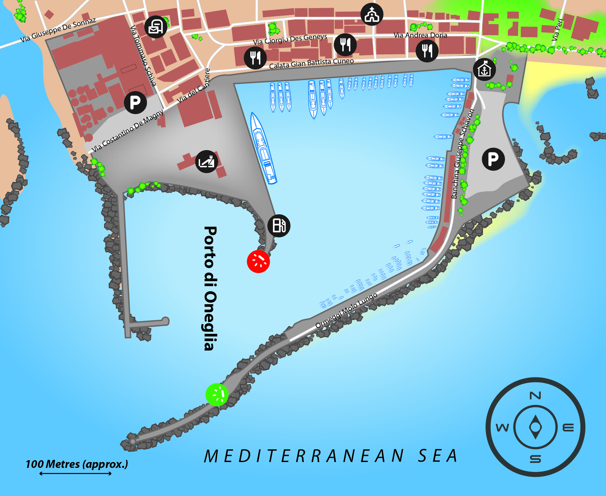 Marina map of Porto di Oneglia (Imperia) in Italy