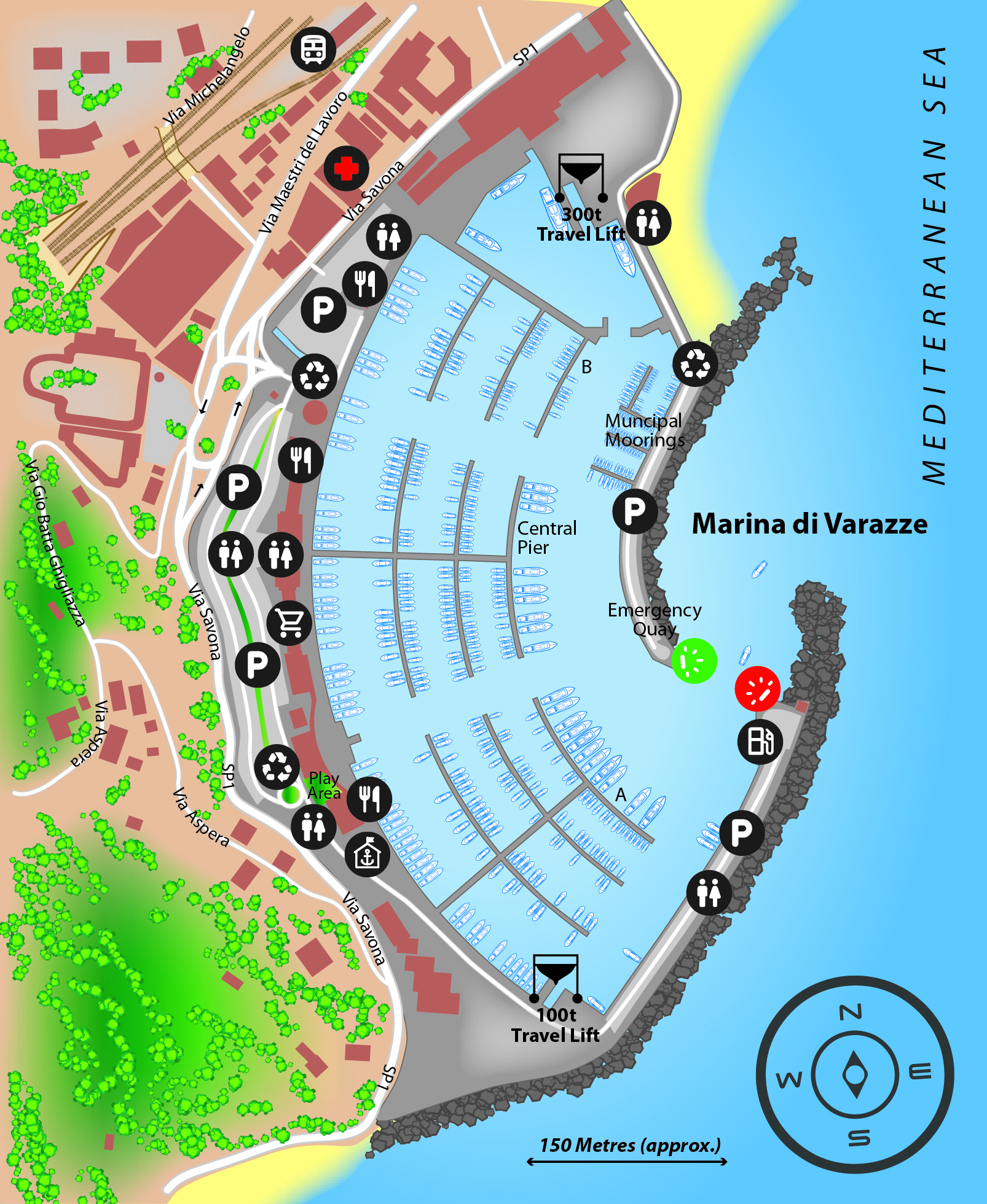 Marina map of D-Marin Marina di Varazze in Italy