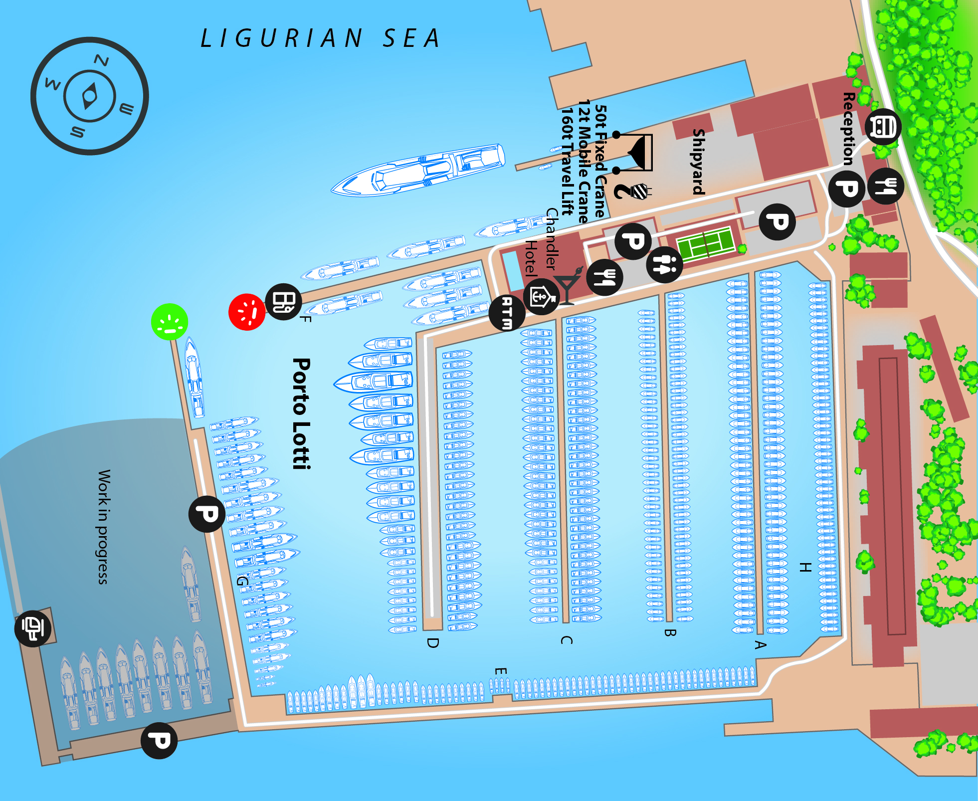 Marina map of Porto Lotti in Italy