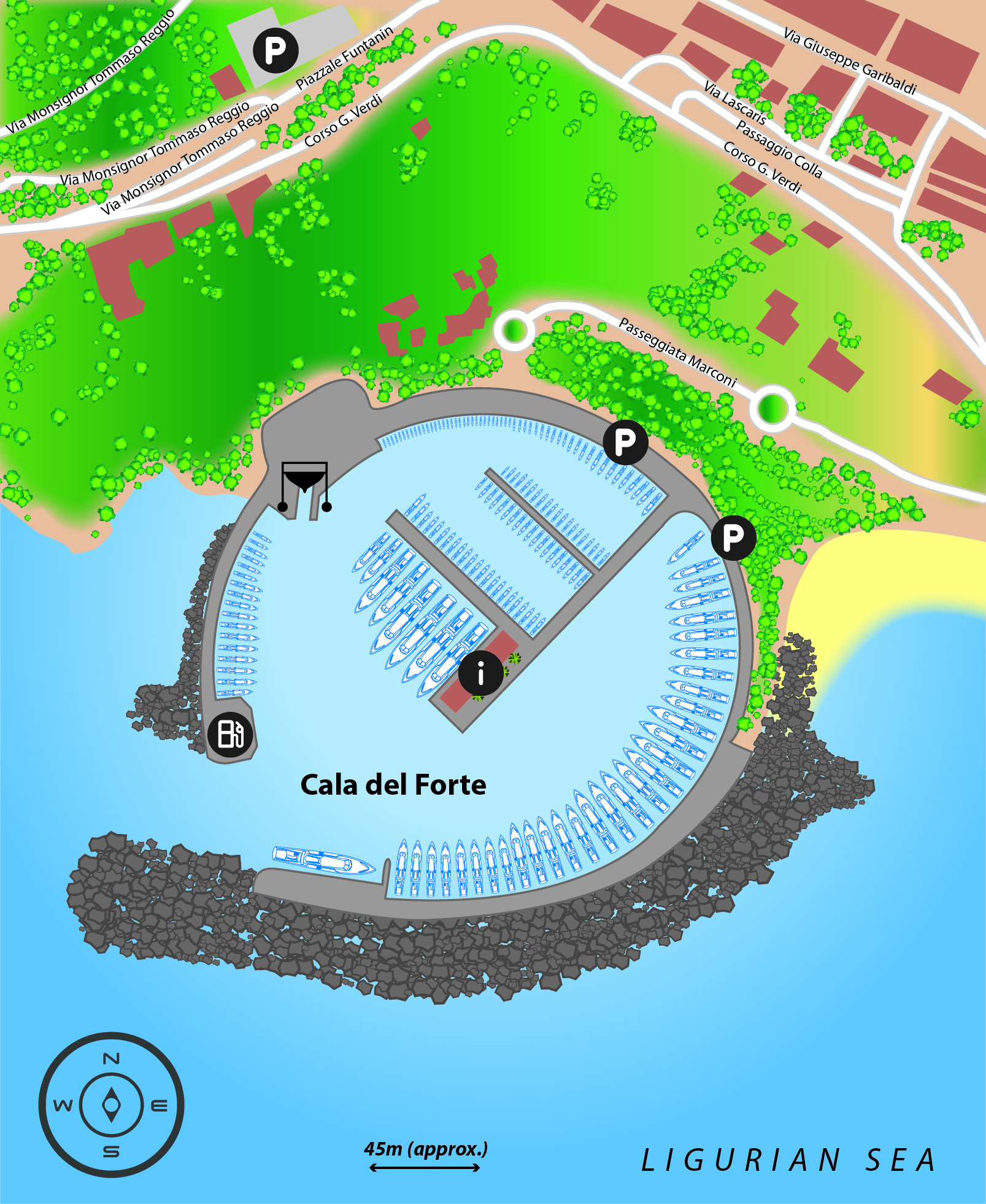 Marina map of Cala del Forte in Italy