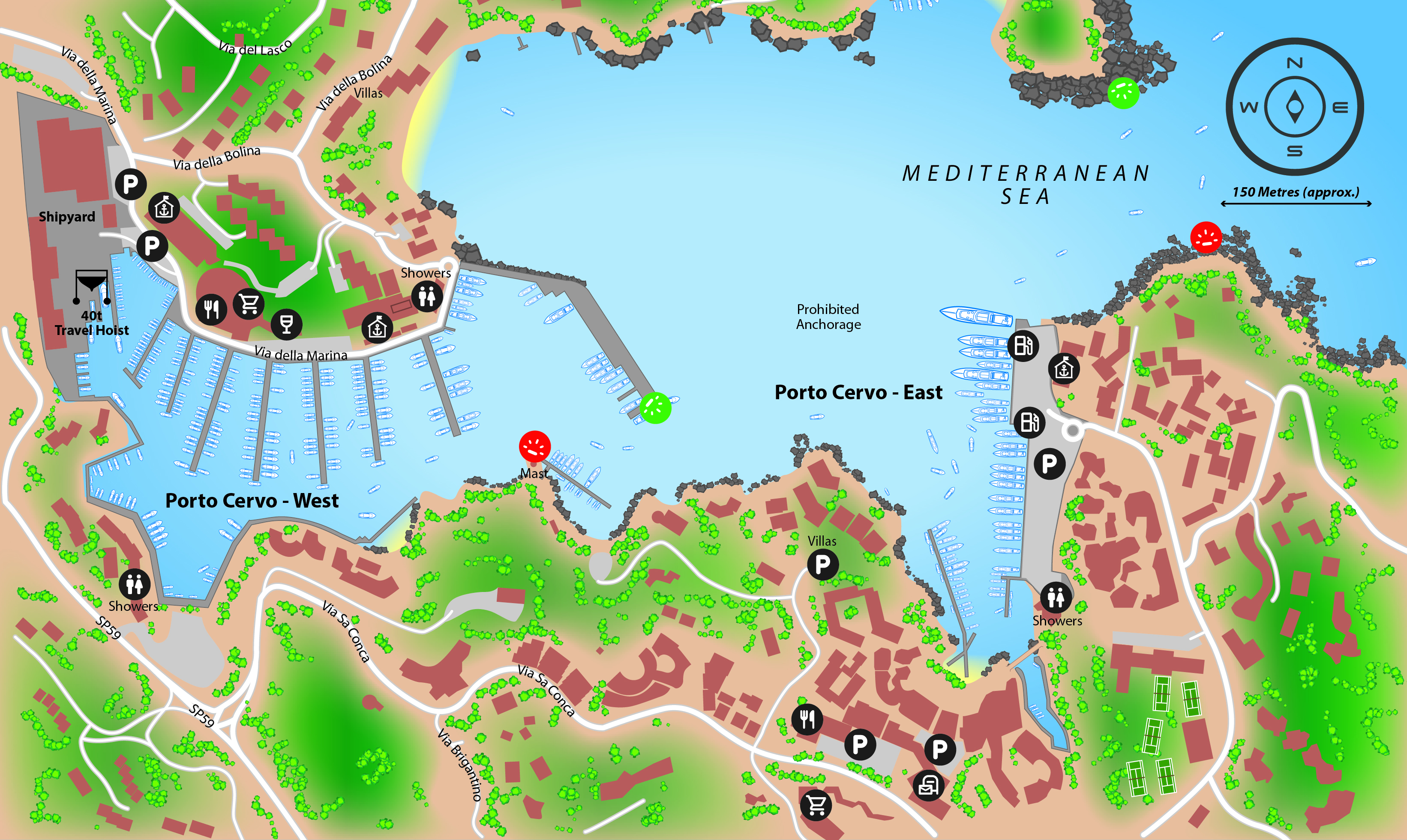 Marina map of Marina di Porto Cervo - an IGY Destination in Italy