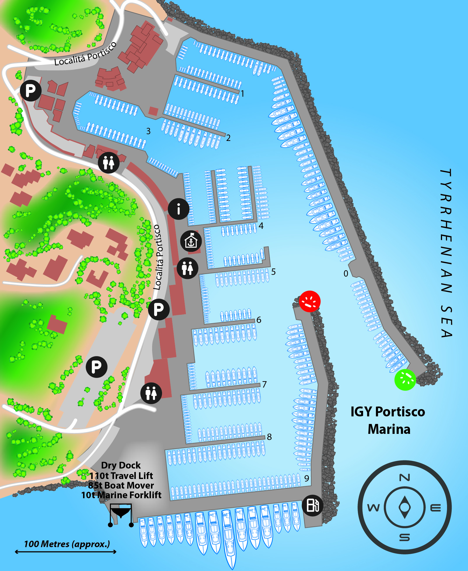 Marina map of IGY Portisco Marina in Italy
