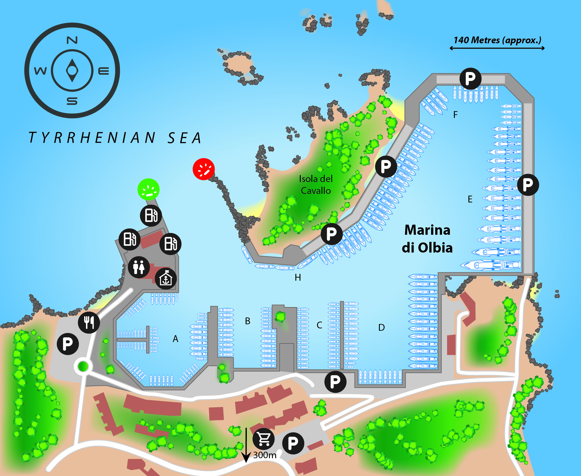 Marina map of Marina di Olbia Yachting Services in Italy