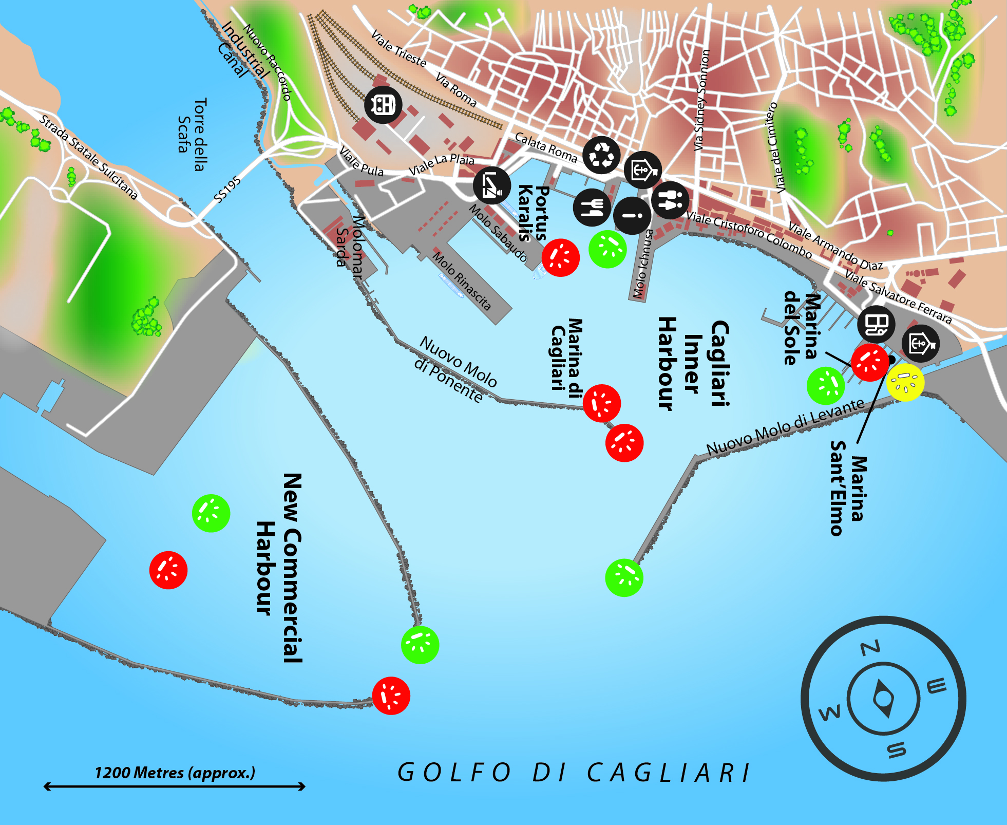 Marina map of Port of Cagliari in Italy