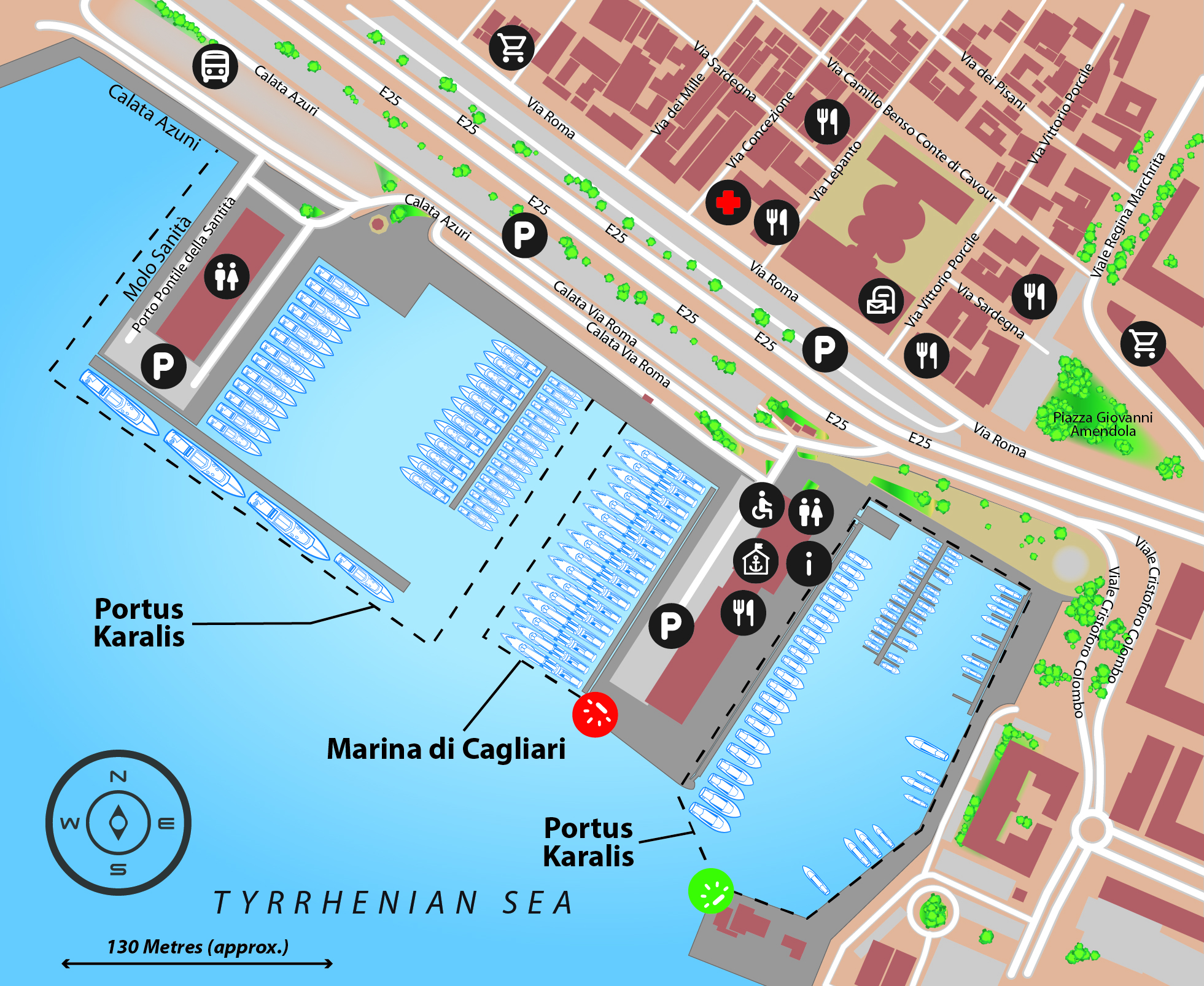 Marina map of Marina di Cagliari in Italy