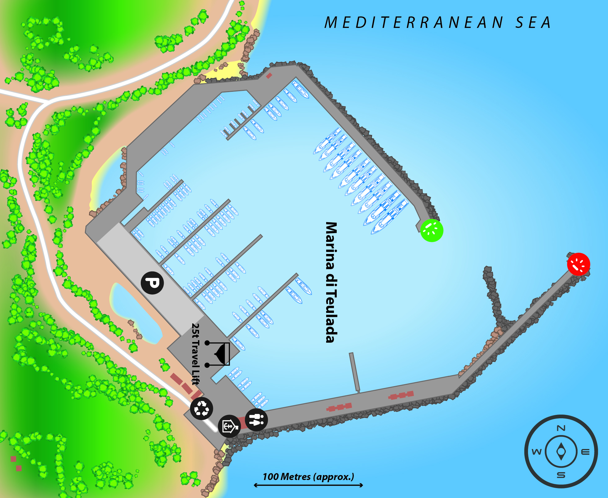 Marina map of Marina di Teulada in Italy
