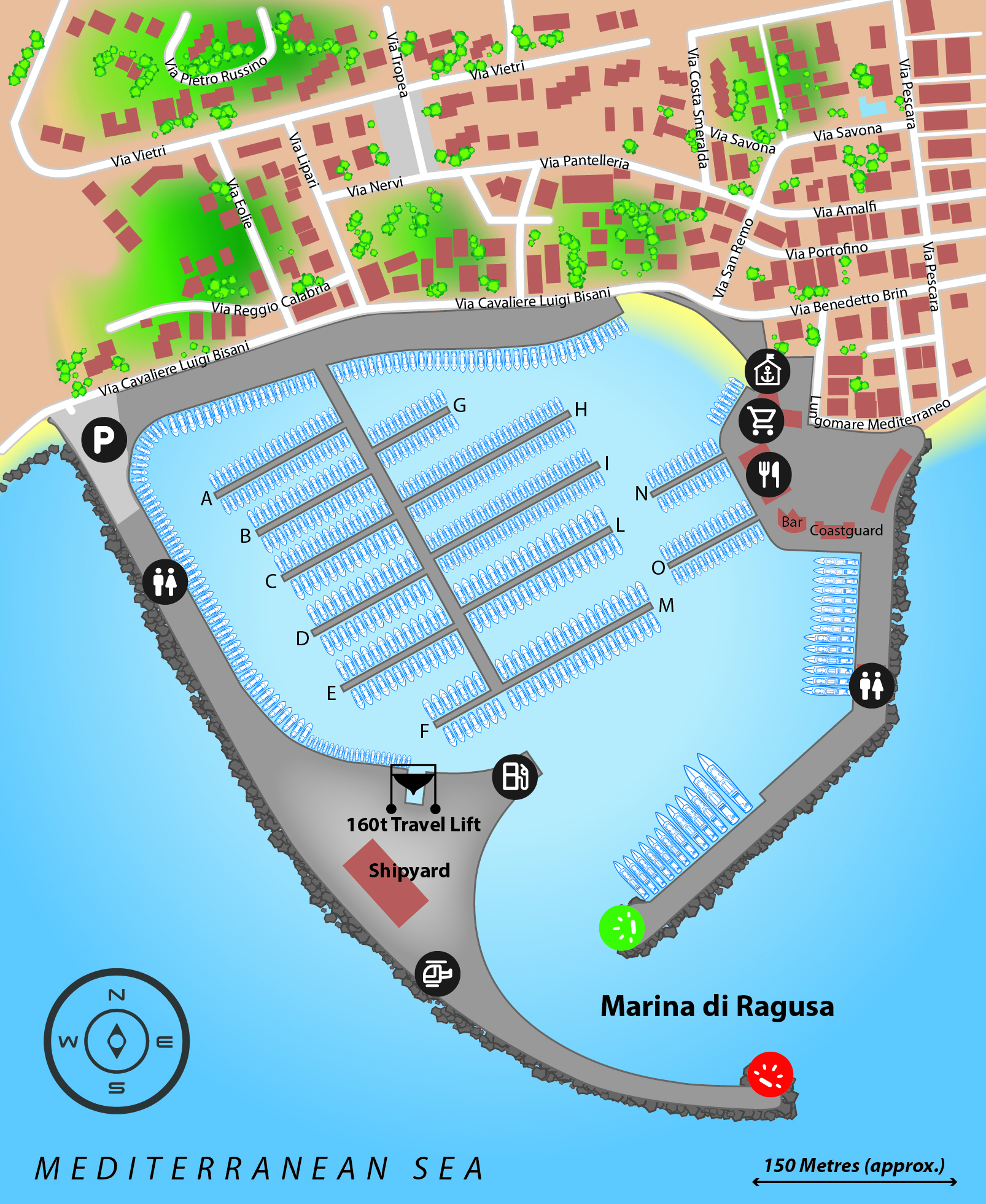 Marina map of Marina Di Ragusa in Italy