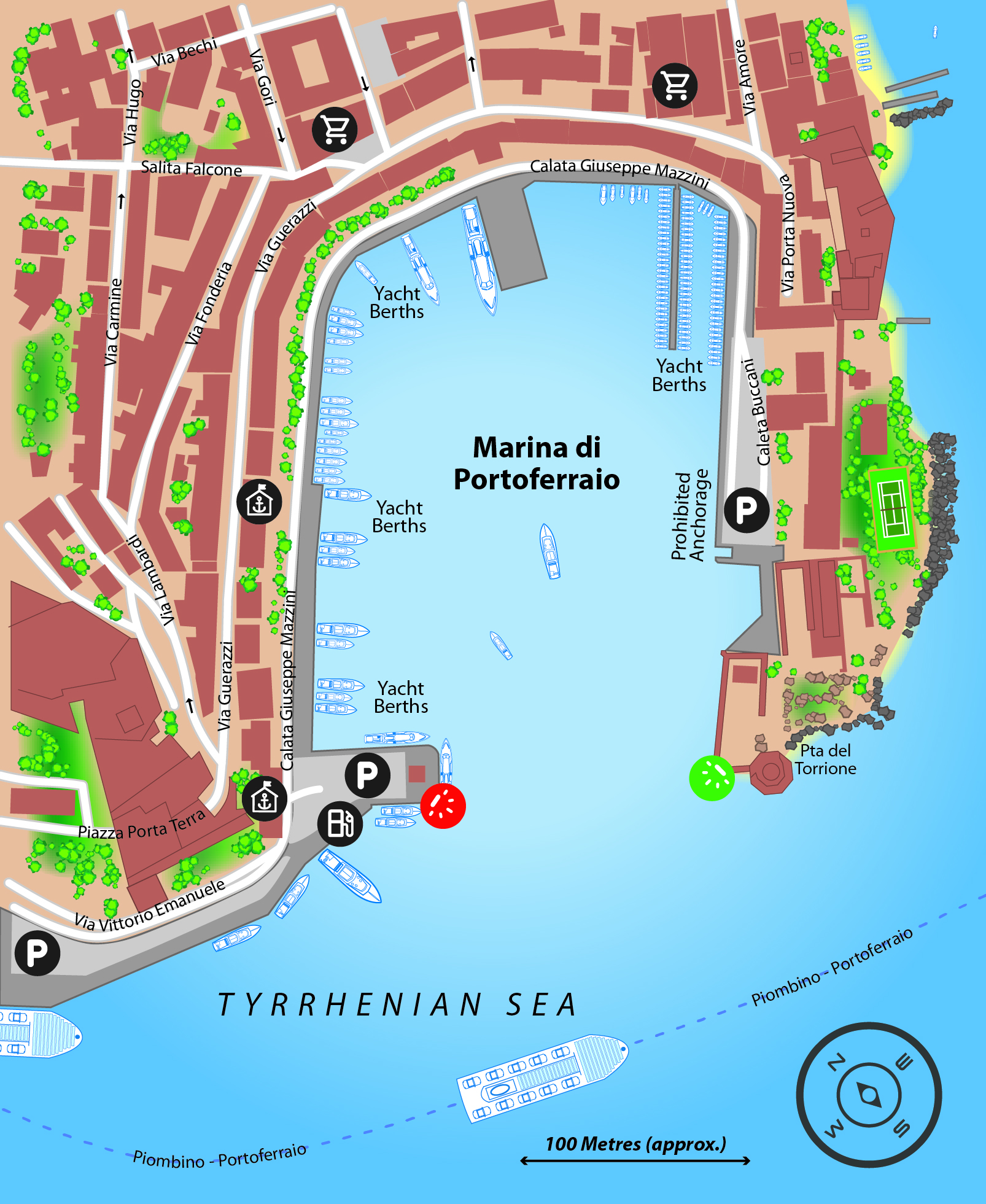 Marina map of Marina di Portoferraio in Italy