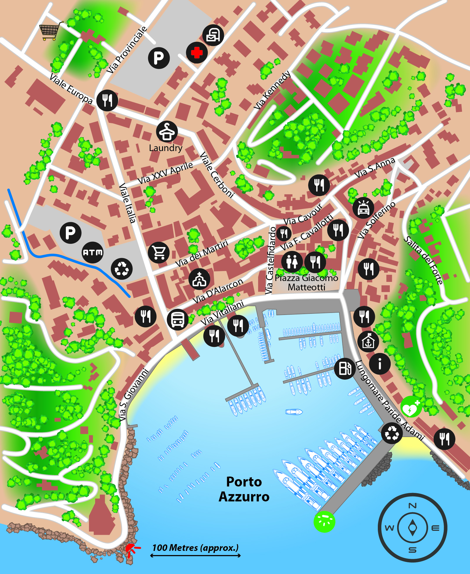 Marina map of Marina di Porto Azzurro in Italy