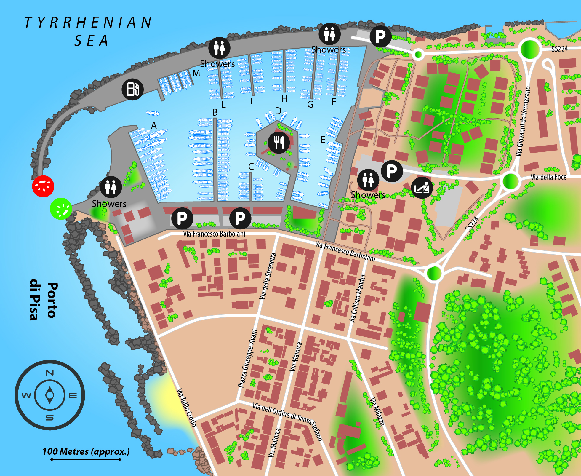 Marina map of Porto di Pisa in Italy