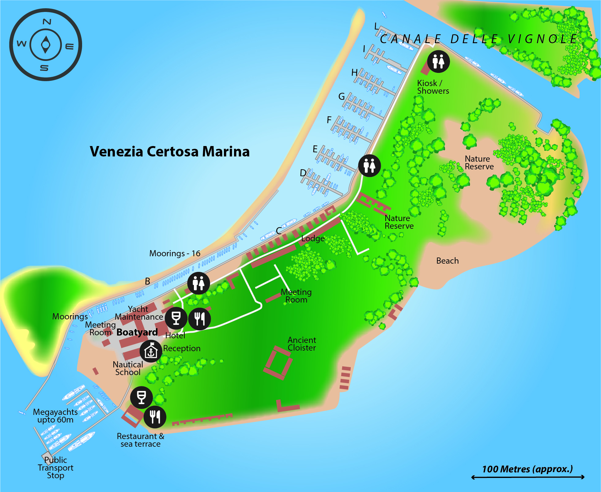 Marina map of Venezia Certosa Marina in Italy