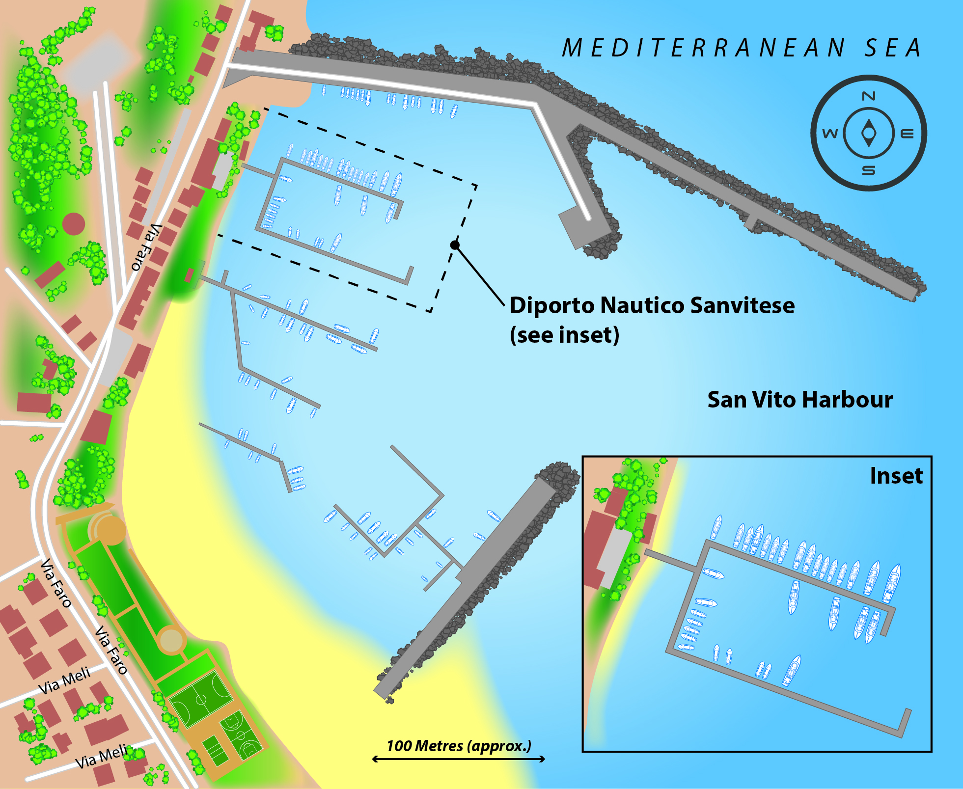 Marina map of Diporto Nautico Sanvitese in Italy