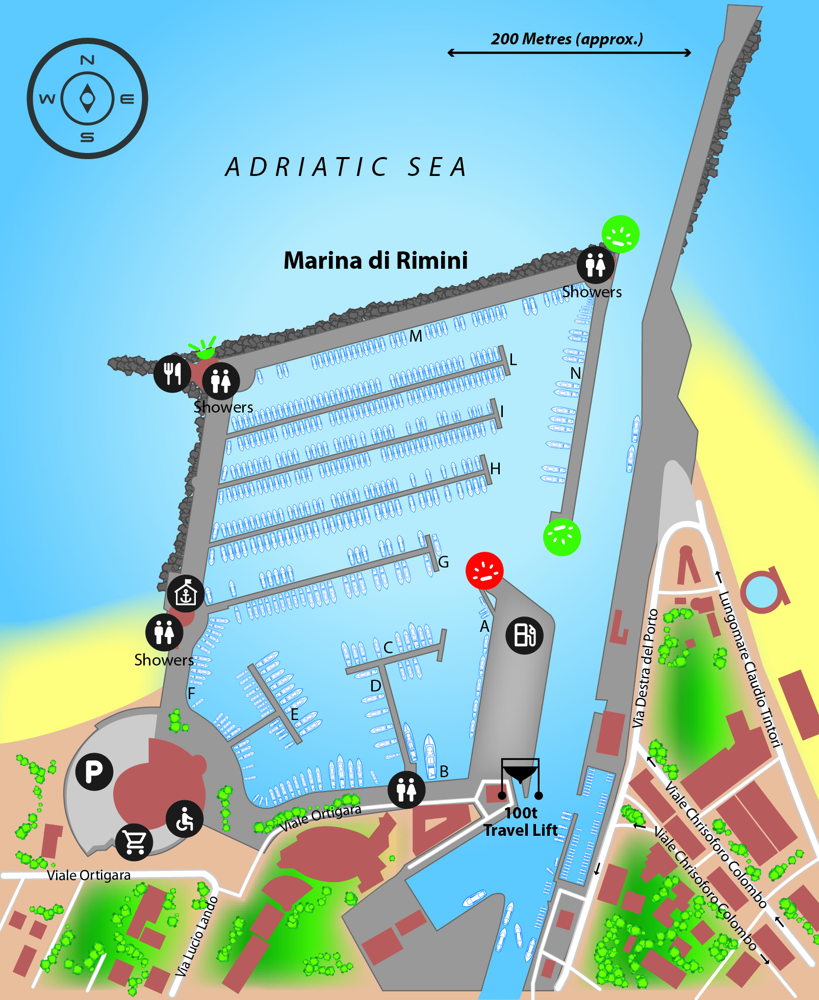 Marina map of Marina di Rimini in Italy