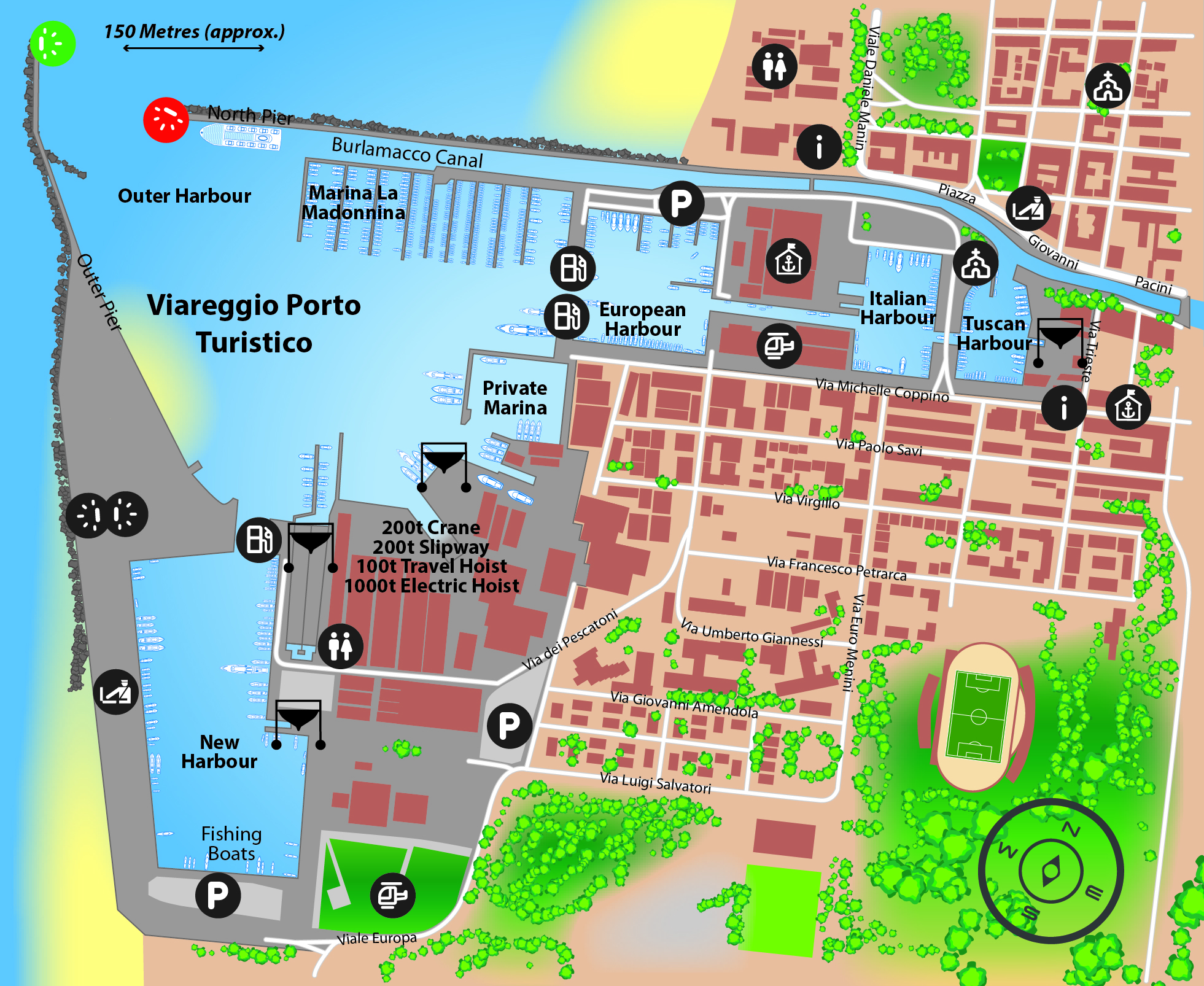 Marina map of Viareggio Porto Turistico in Italy