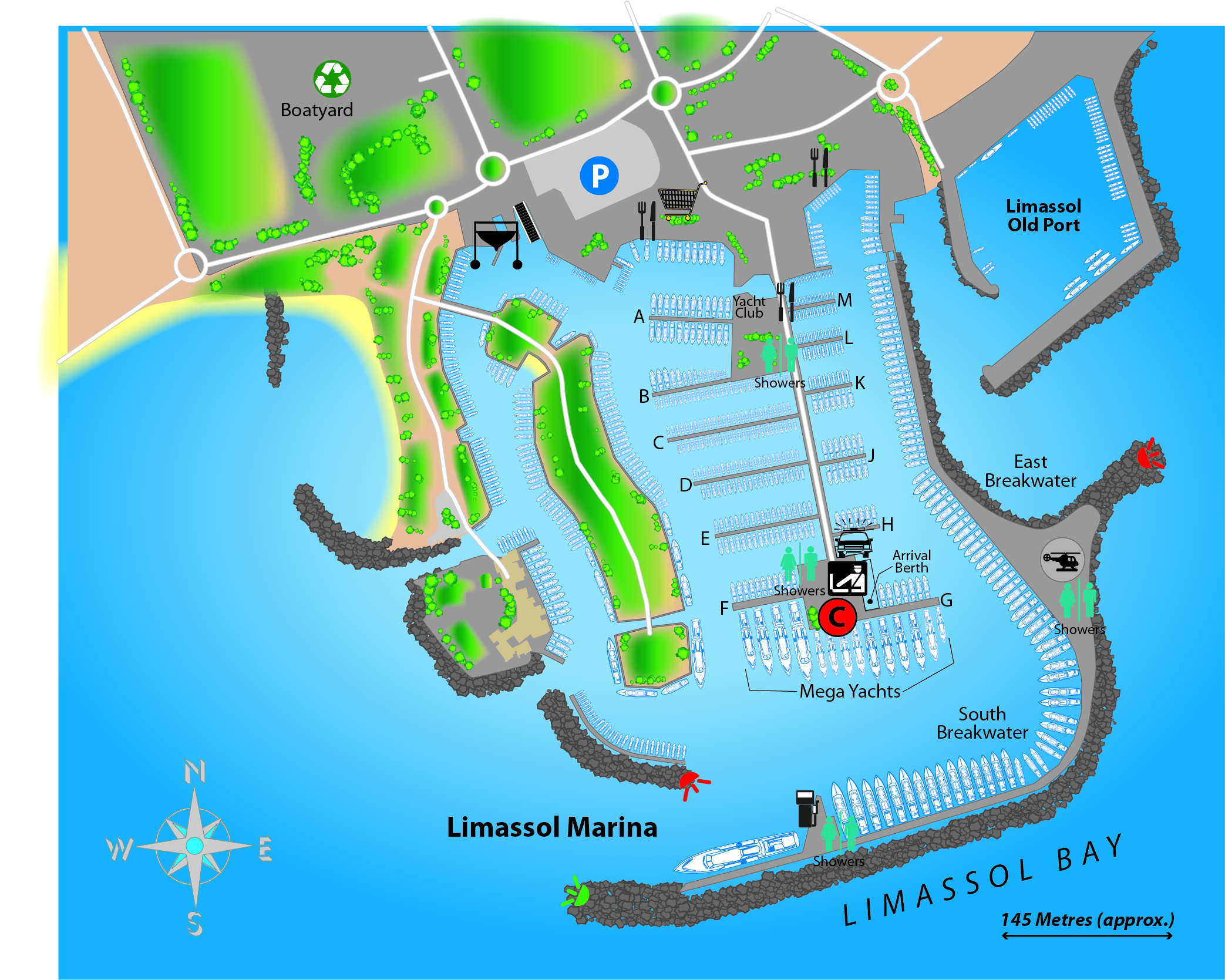 Marina map of Limassol Marina in Cyprus