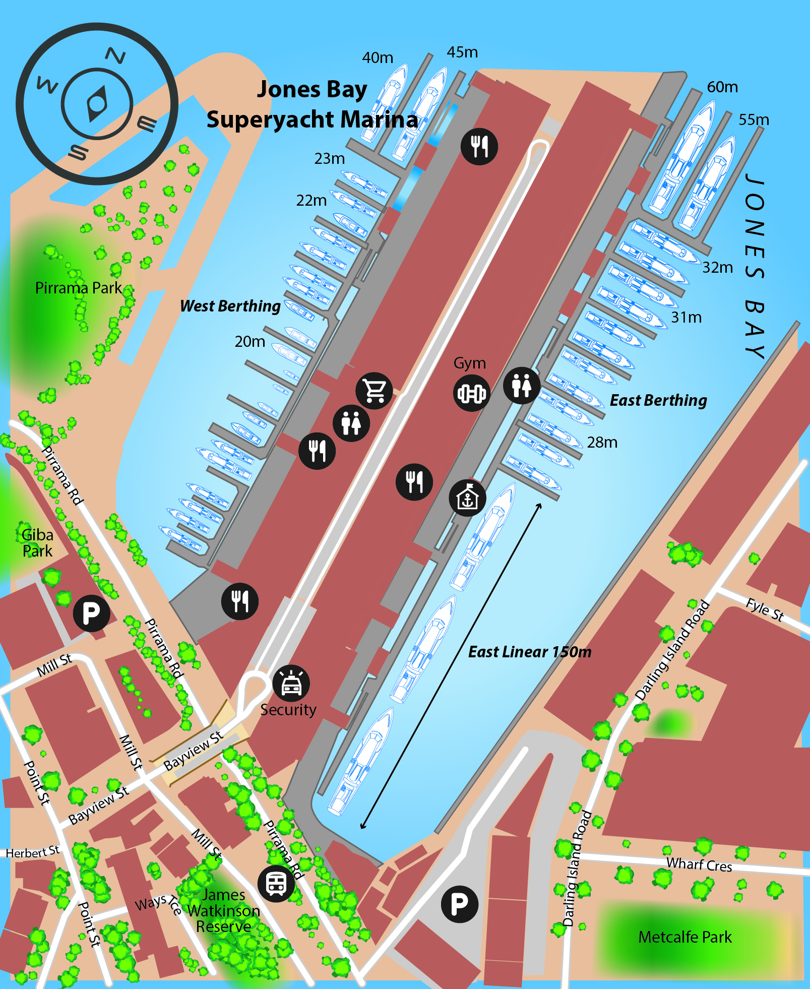 Marina map of Jones Bay Marina in Australia