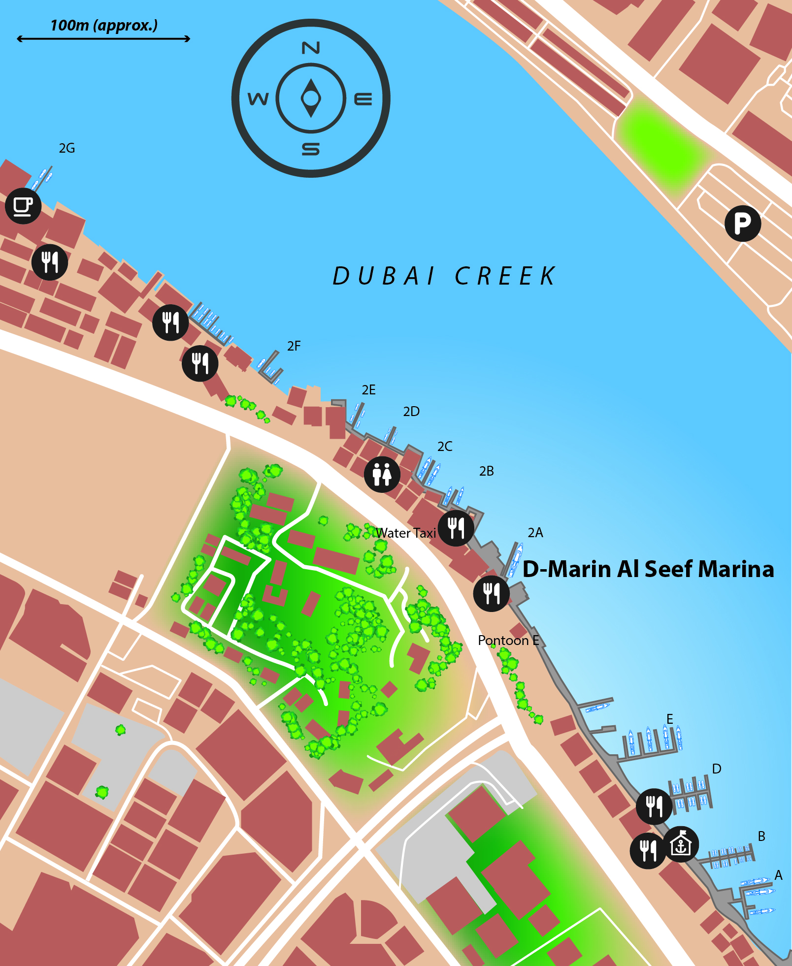 Overhead shot of D-Marin Al Seef Marina