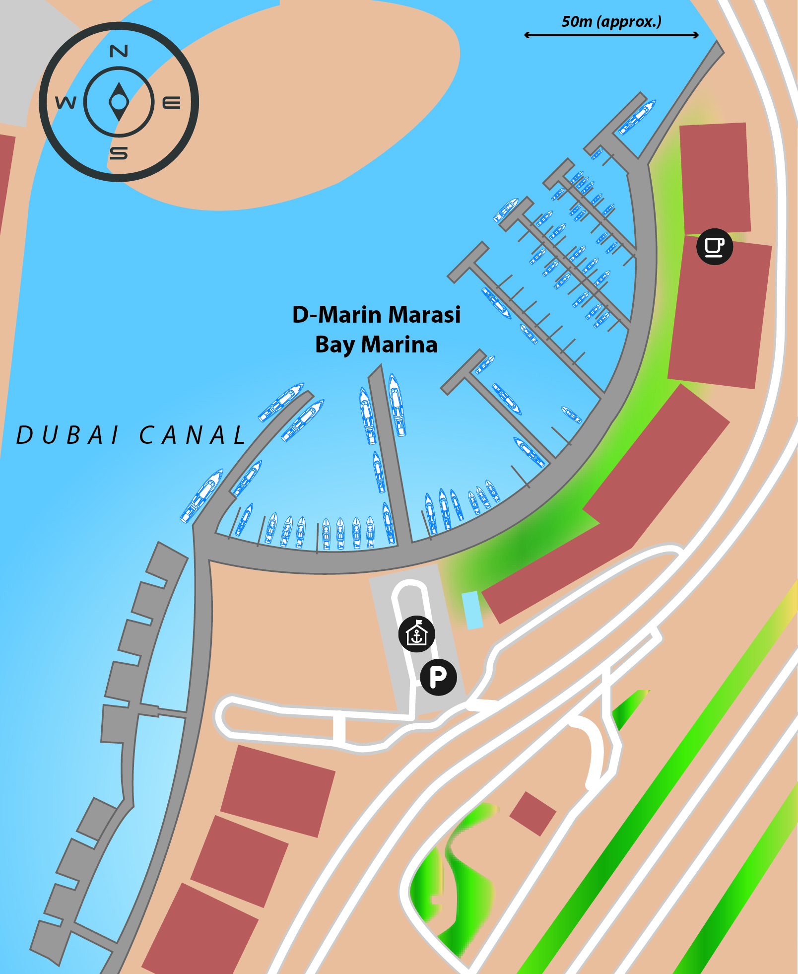 Overhead shot of D-Marin Marasi Bay Marina