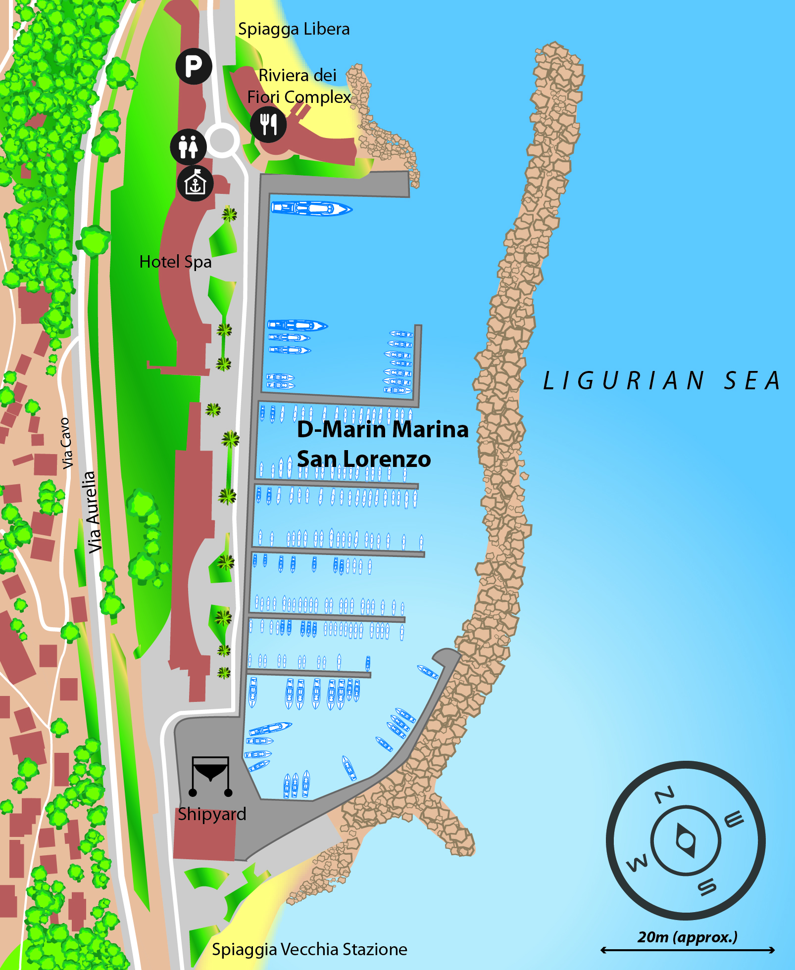 Overhead shot of D-Marin Marina di San Lorenzo