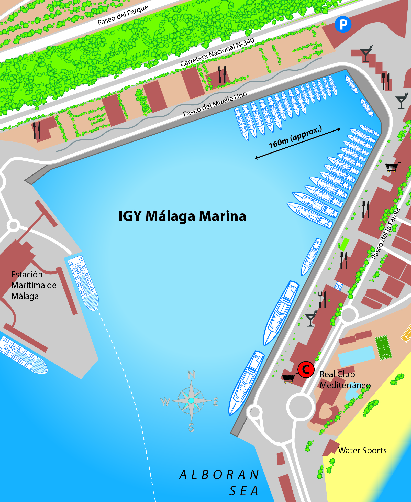 Overhead shot of IGY Malaga Marina