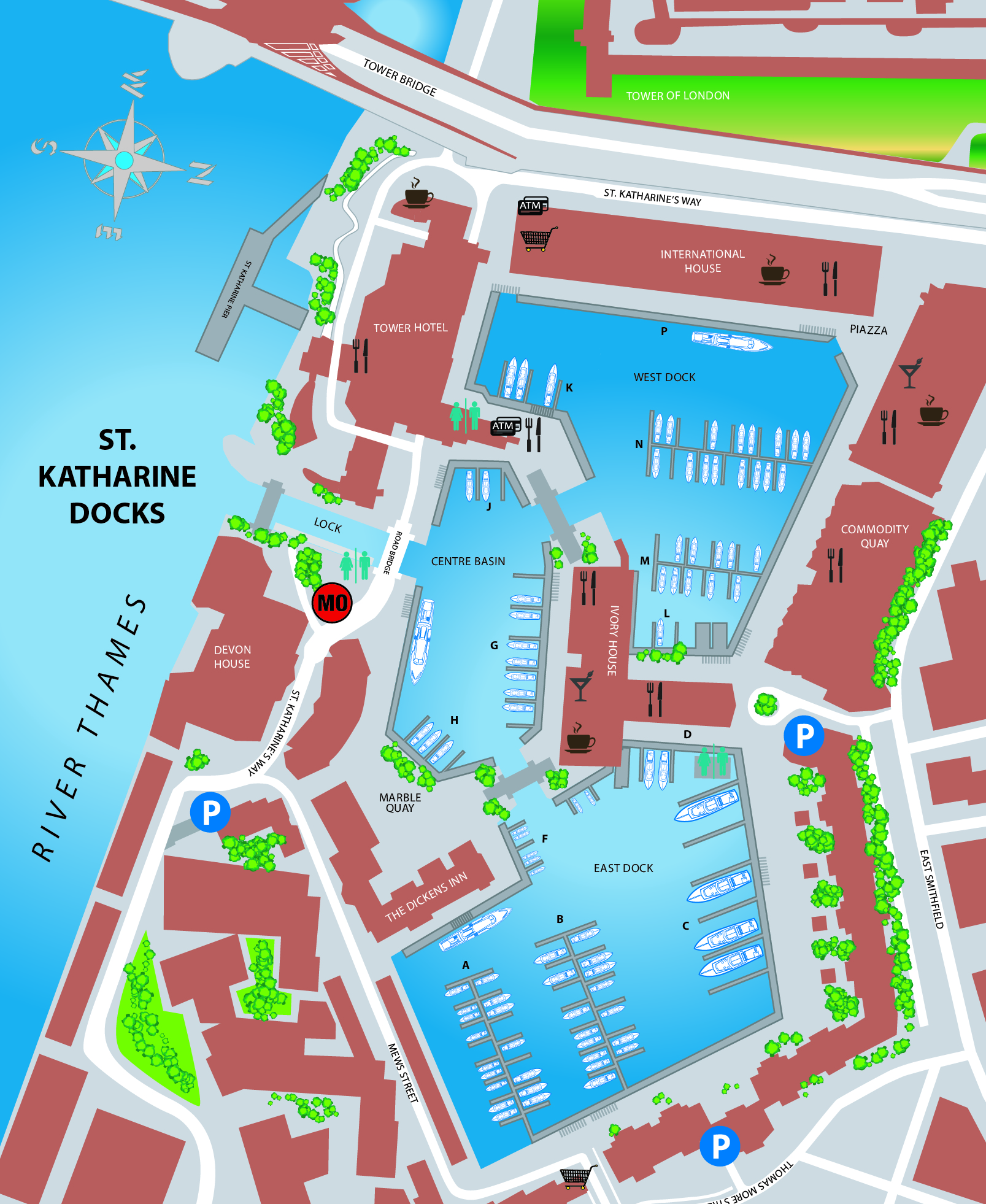 Overhead shot of St Katharine Docks