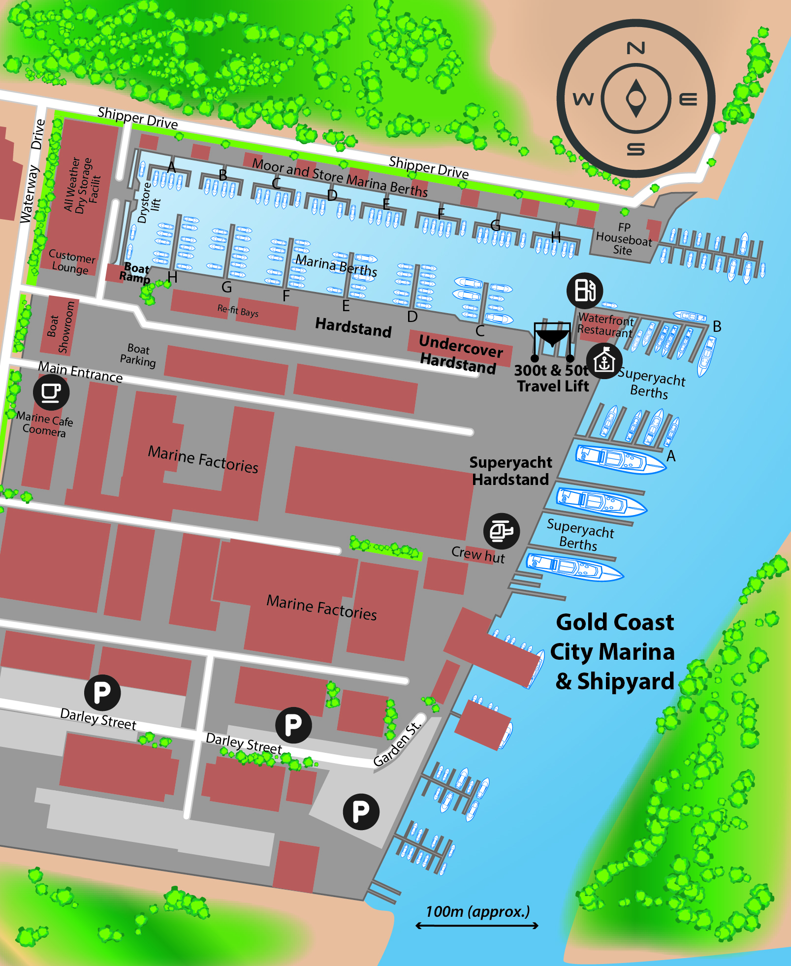 Marina map of Gold Coast City Marina & Shipyard in Australia