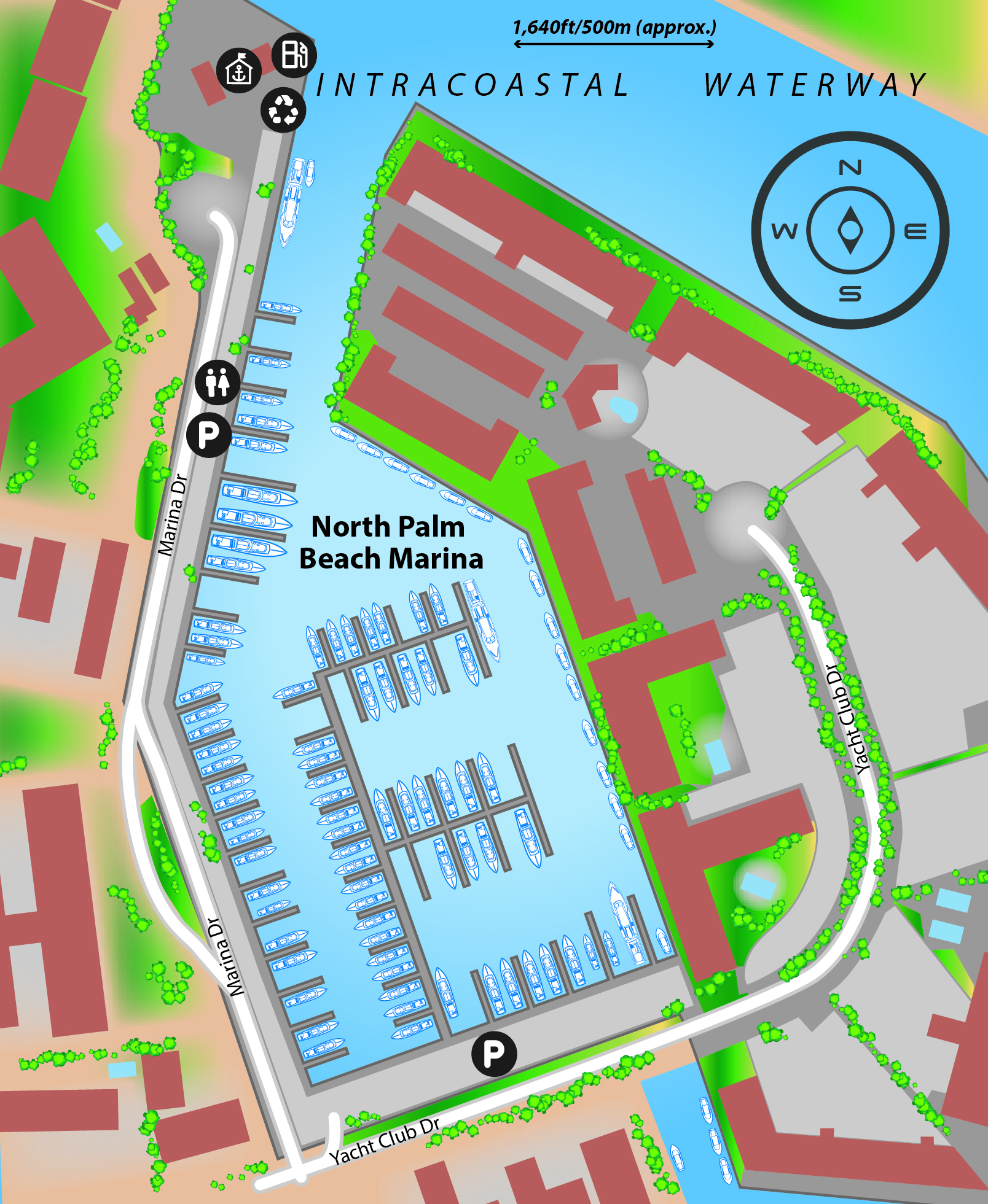 Marina map of North Palm Beach Marina in Florida